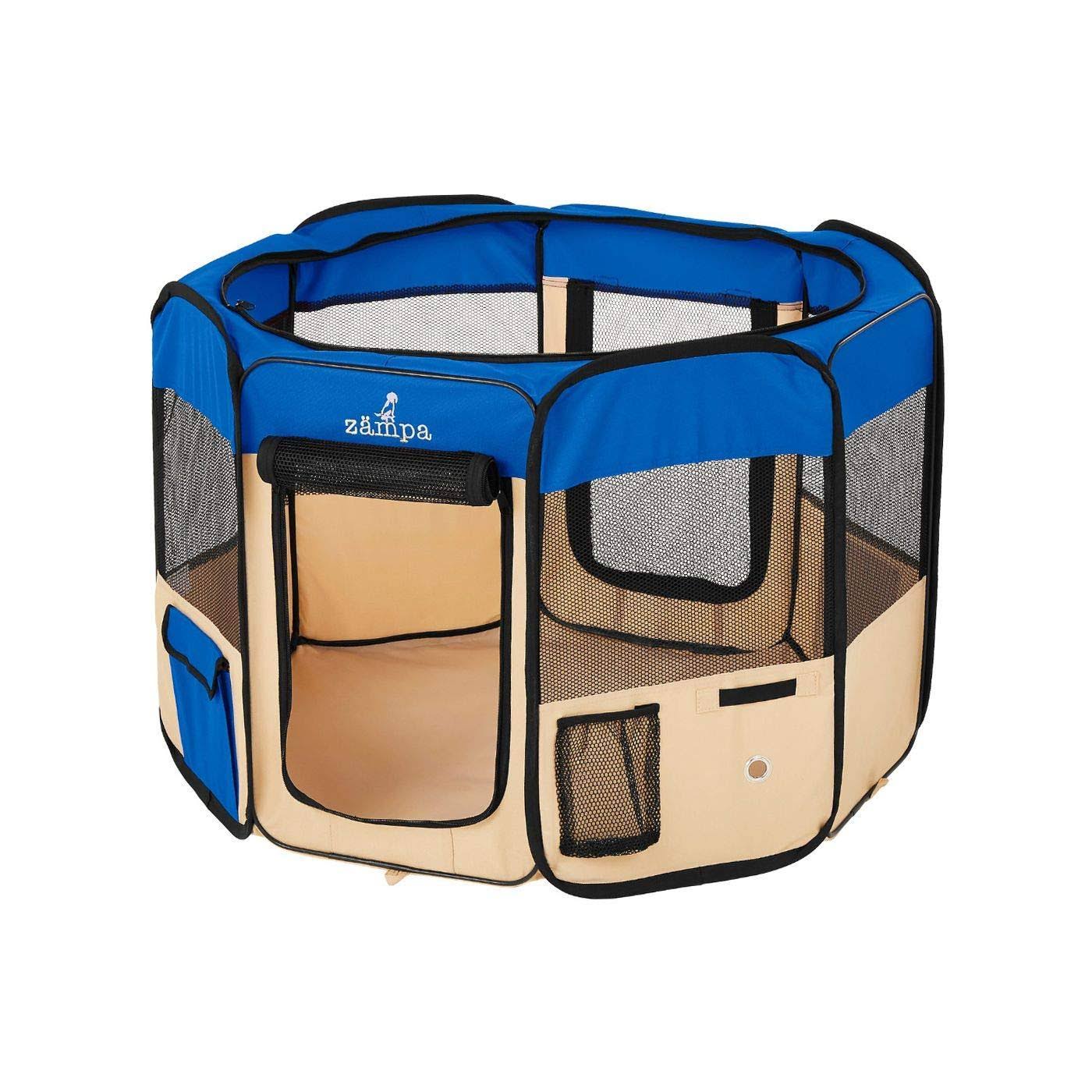 Zampa Portable Foldable Pet Playpen Exercise Pen Kennel + Carrying Case - Large (61X61X30) UMMBXOLY_8QVXM