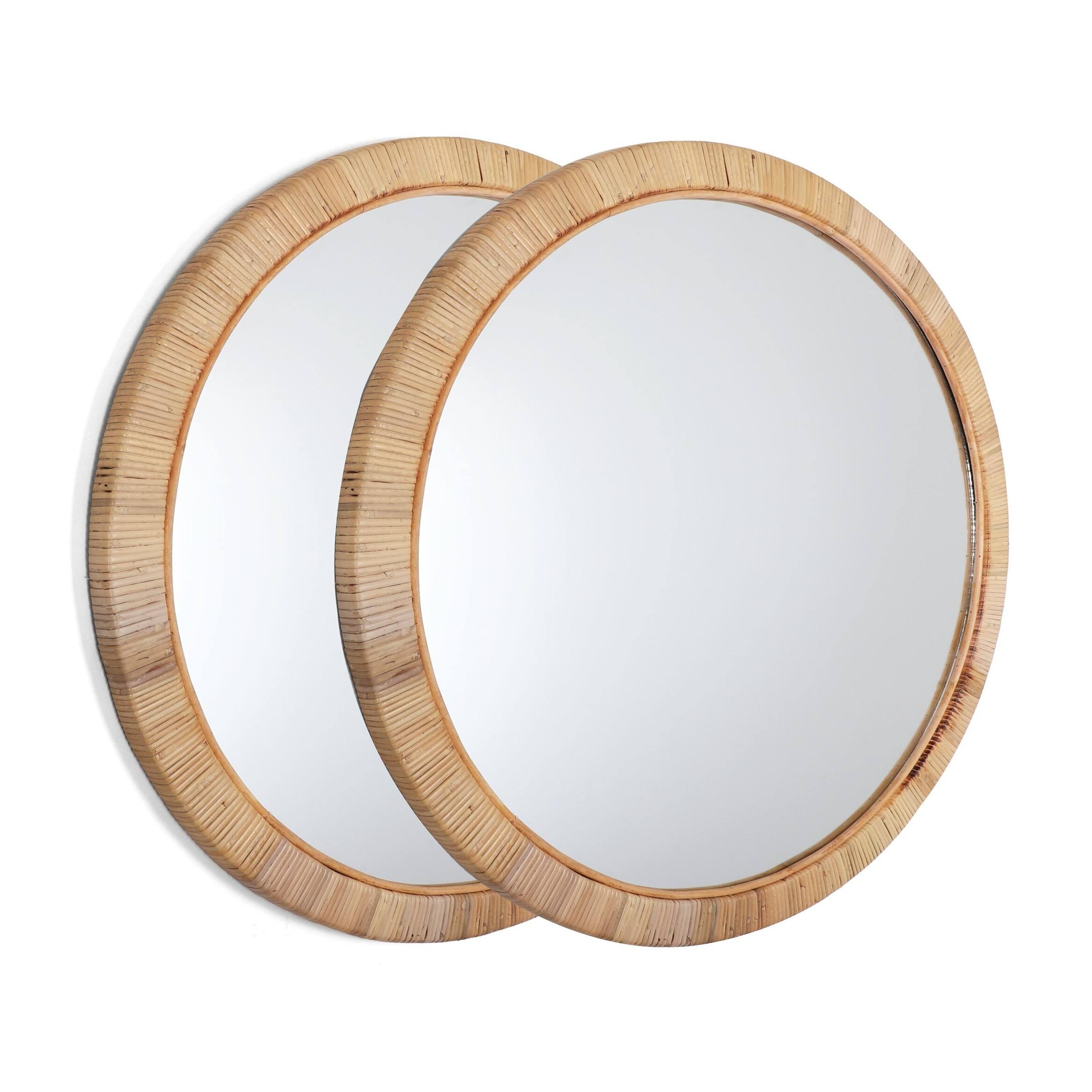 Seaside Round Decorative Rattan Frame Wall Mirror - Natural - Extra RRTNR9GO_Y8STR