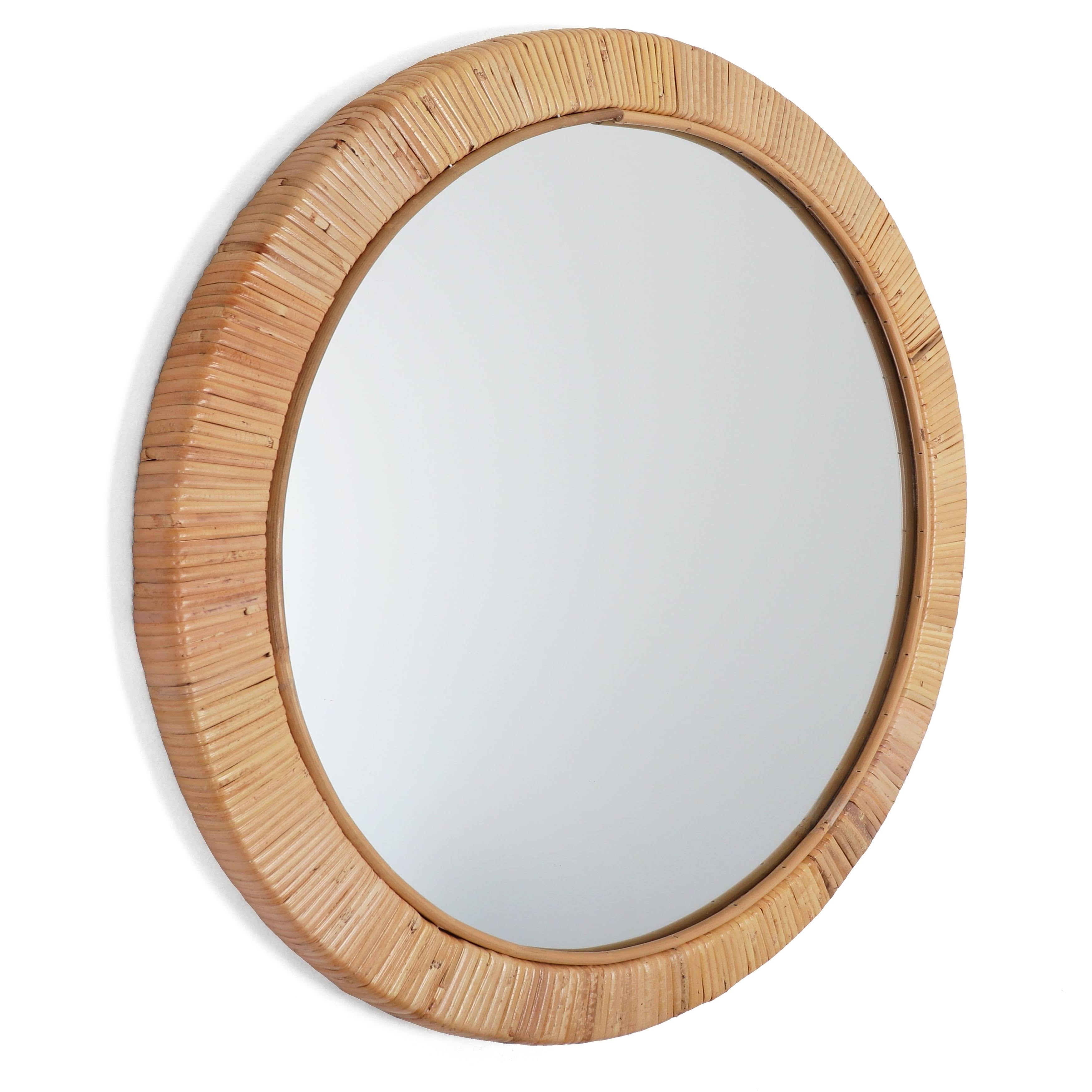 Seaside Round Decorative Rattan Frame Wall Mirror - Natural - Extra RRTNR9GO_Y8STR