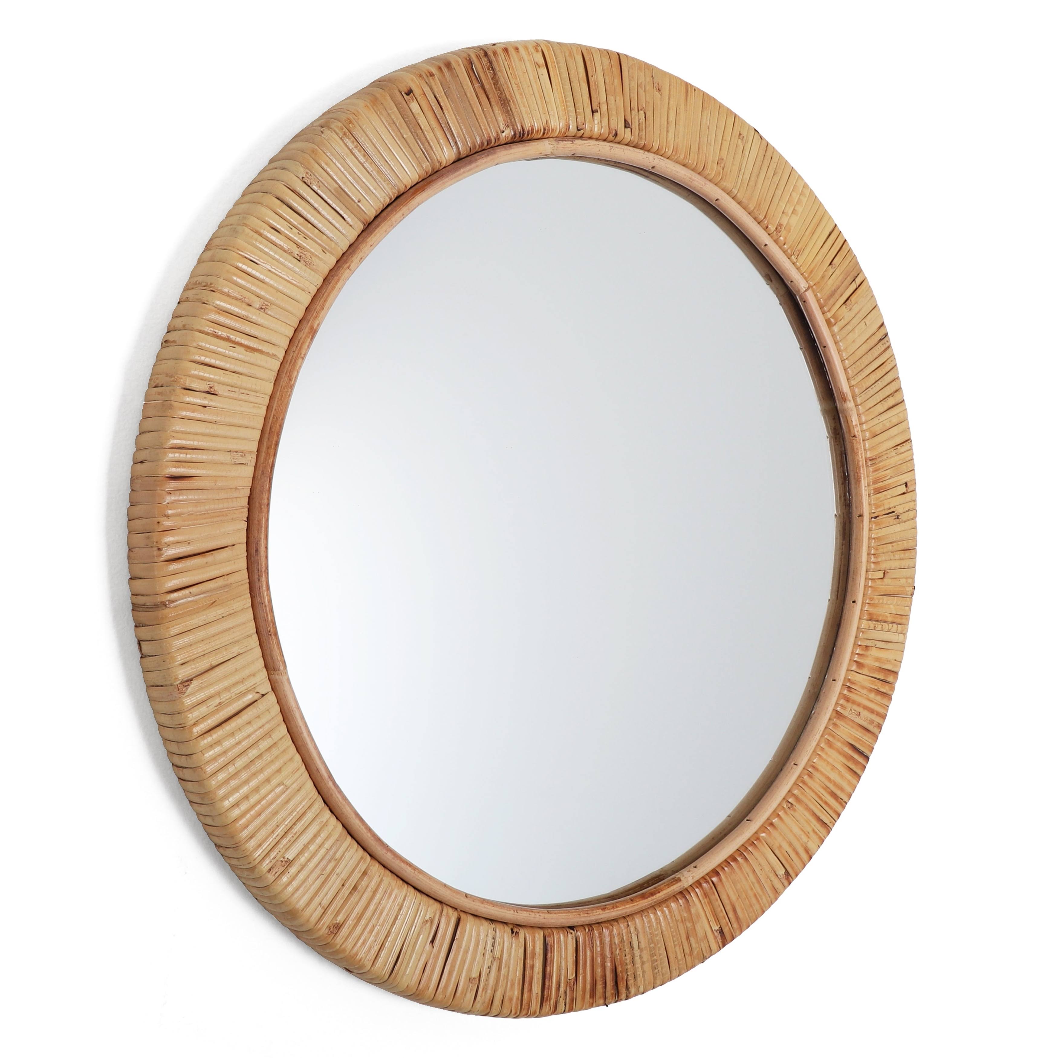 Seaside Round Decorative Rattan Frame Wall Mirror - Natural - Extra RRTNR9GO_Y8STR
