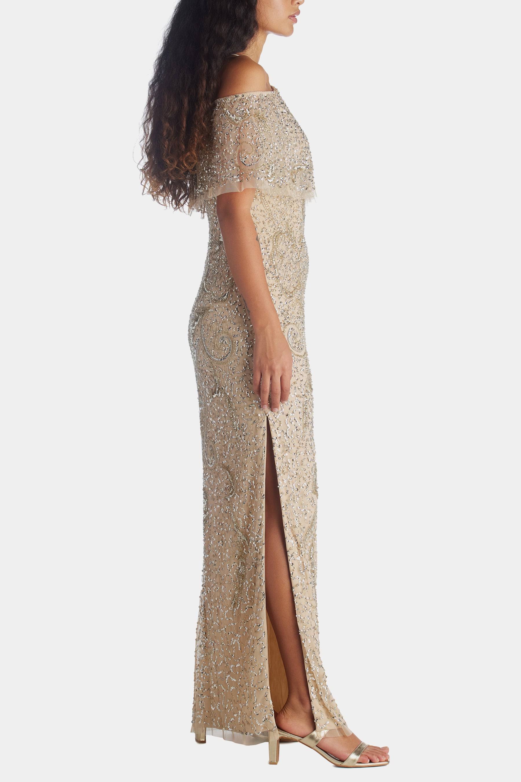 Aidan Mattox Cold-Shoulder Beaded Gown - 100% Exclusive 8 / Light UH048JRO_LTLZC