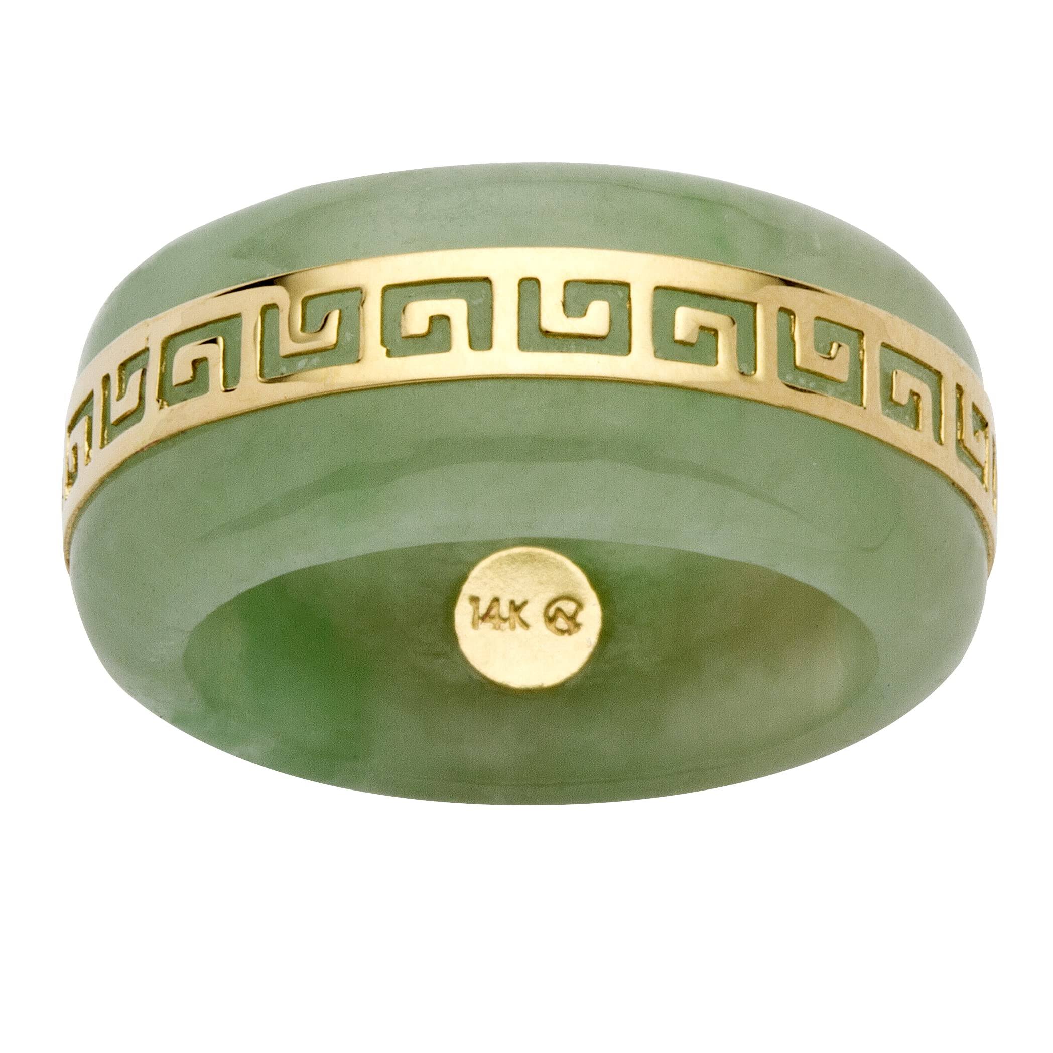 Palmbeach Jewelry Genuine Green Jade 14k Yellow Gold Greek Key K2878MGY_AW8OK