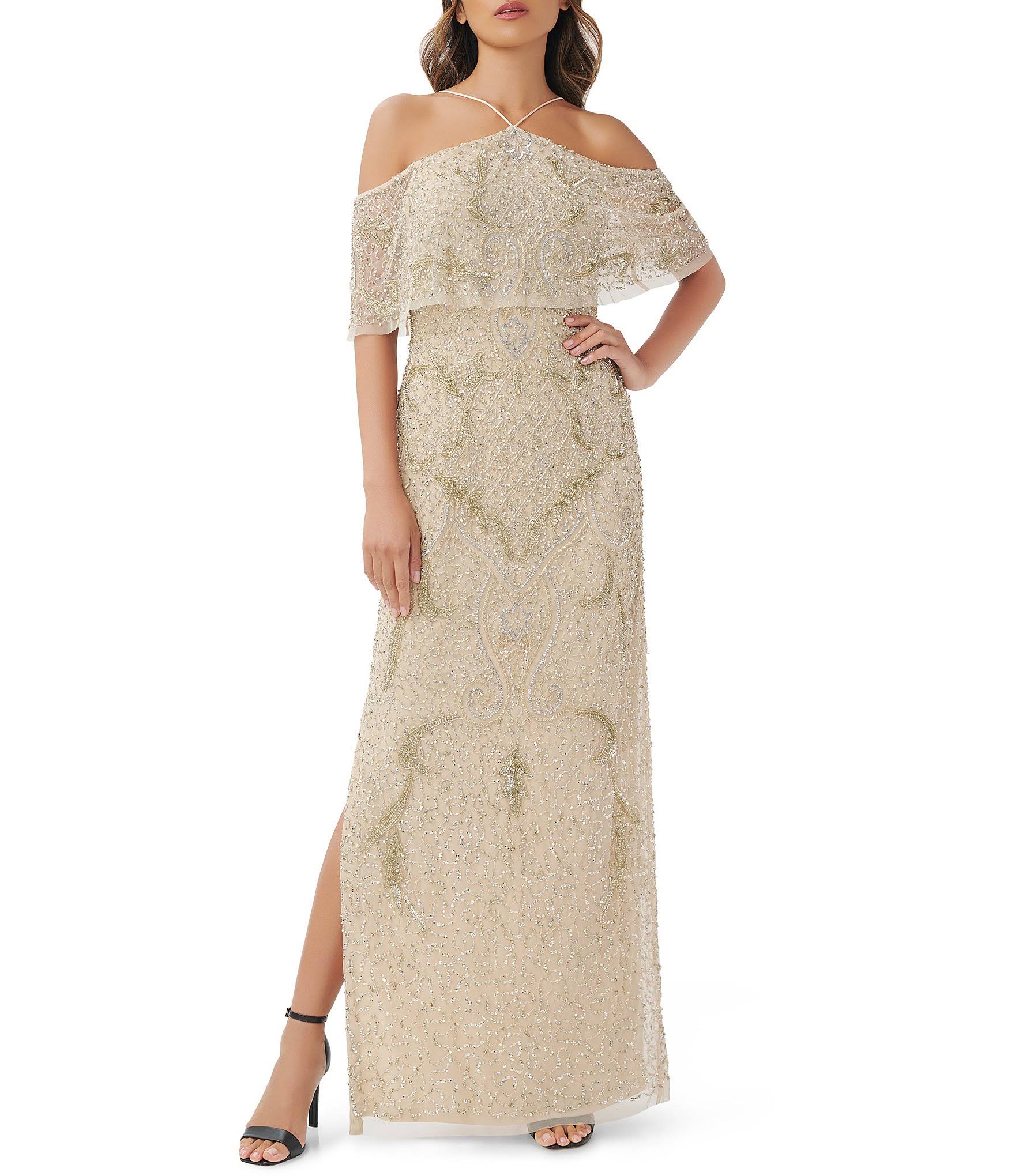 Aidan Mattox Cold-Shoulder Beaded Gown - 100% Exclusive 8 / Light UH048JRO_LTLZC