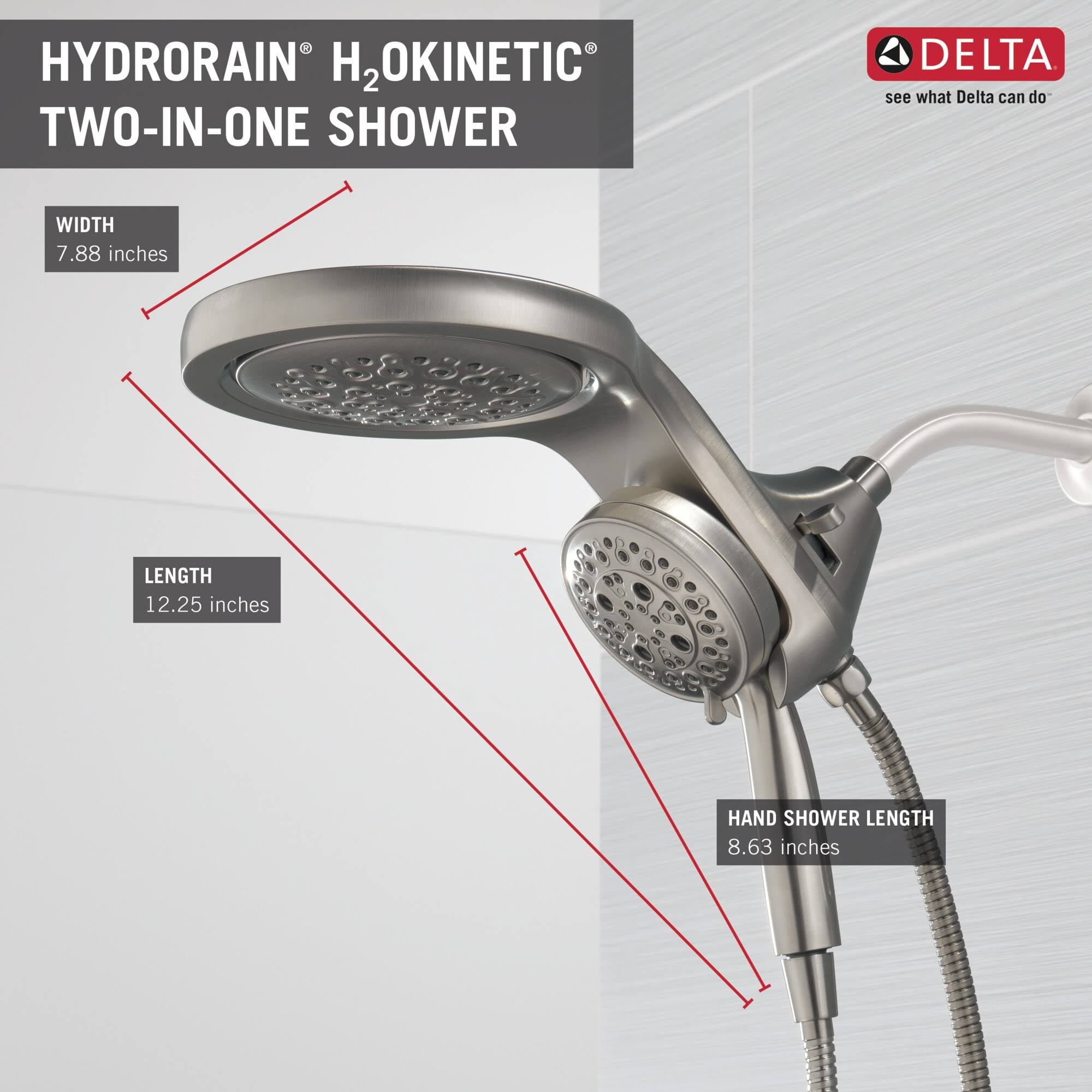 Delta Hydrorain Universal Showering 2.5 Gpm Multi Function Shower Head - Lumicoat 9MJDHG8X_IBNMC
