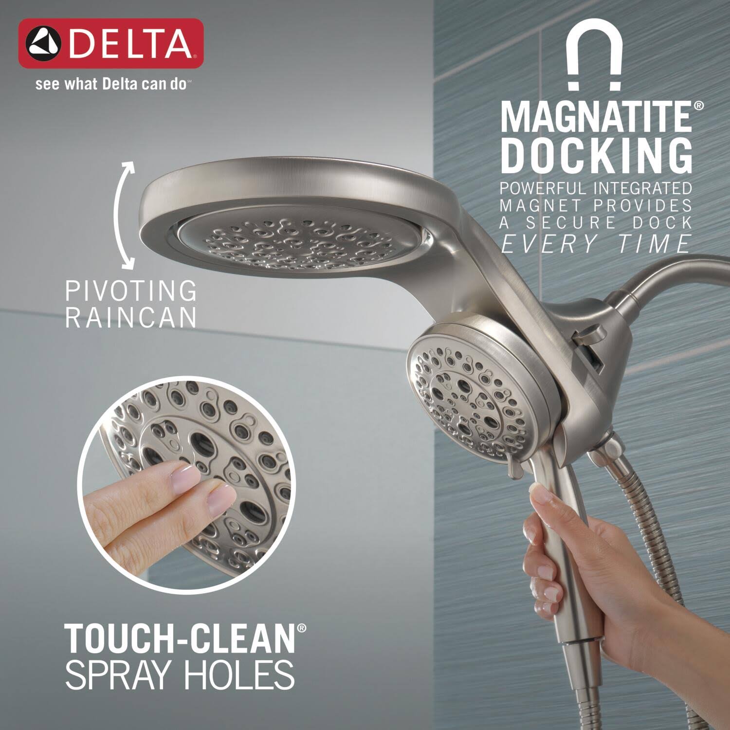 Delta Hydrorain Universal Showering 2.5 Gpm Multi Function Shower Head - Lumicoat 9MJDHG8X_IBNMC