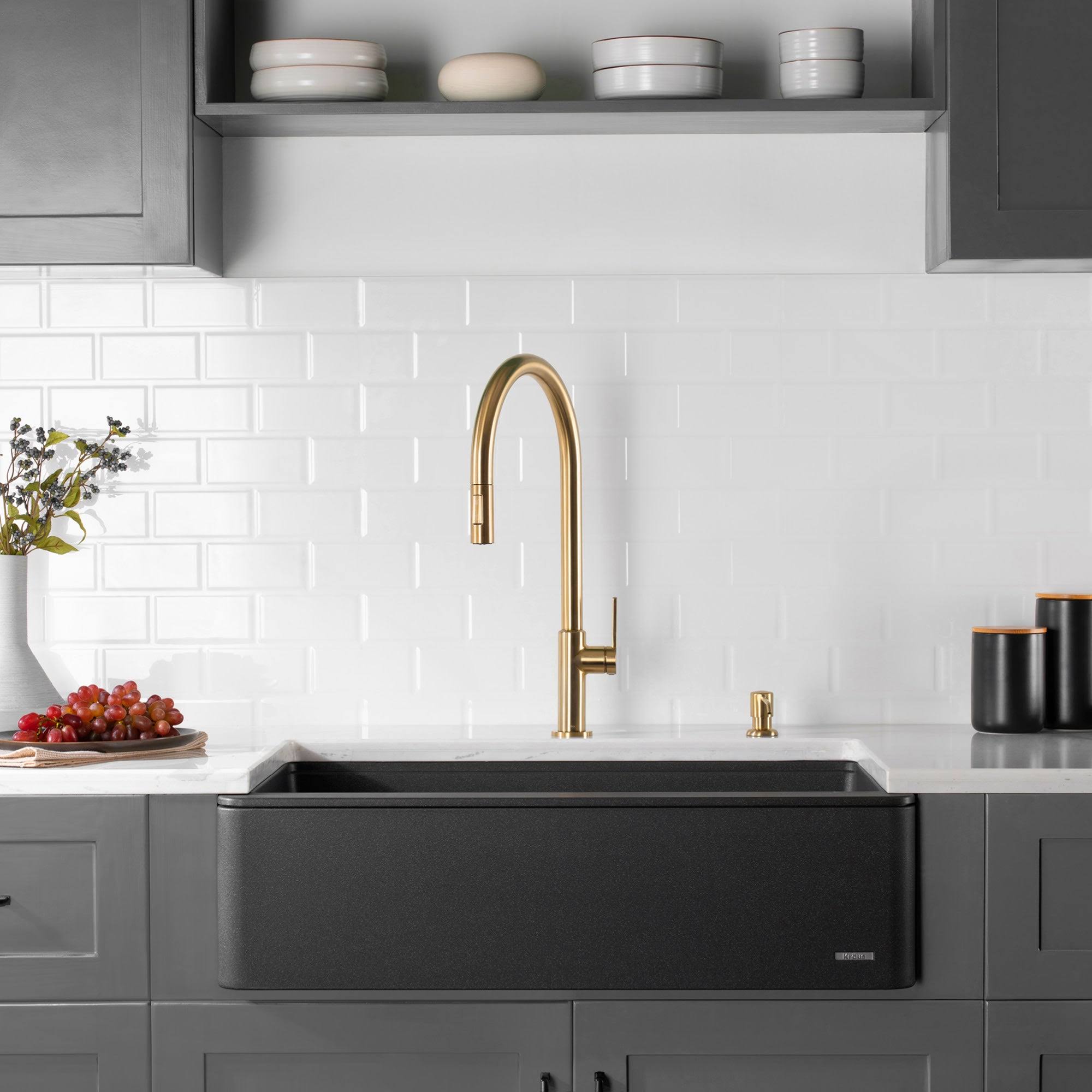 Kraus Kpf-2821sfacb Oletto High-Arc Single Handle Pull-Down Kitchen Faucet In Spot Free Antique Champagne BWYGCF8Z_ADU25