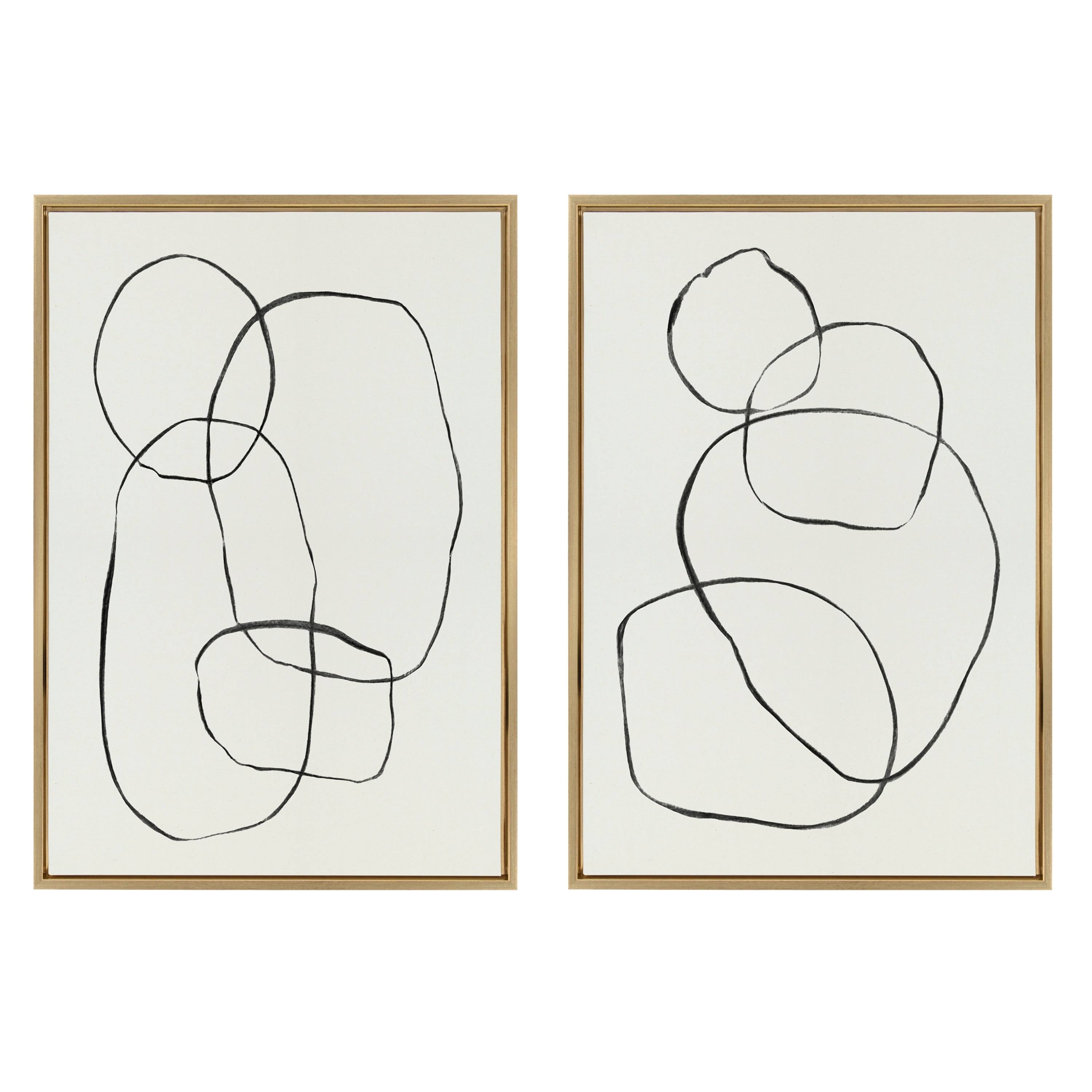Kate And Laurel Sylvie Modern Circles Framed Canvas Set By Teju Reval - 2 Piece 23x33 NJNMB6TB_VGDWA