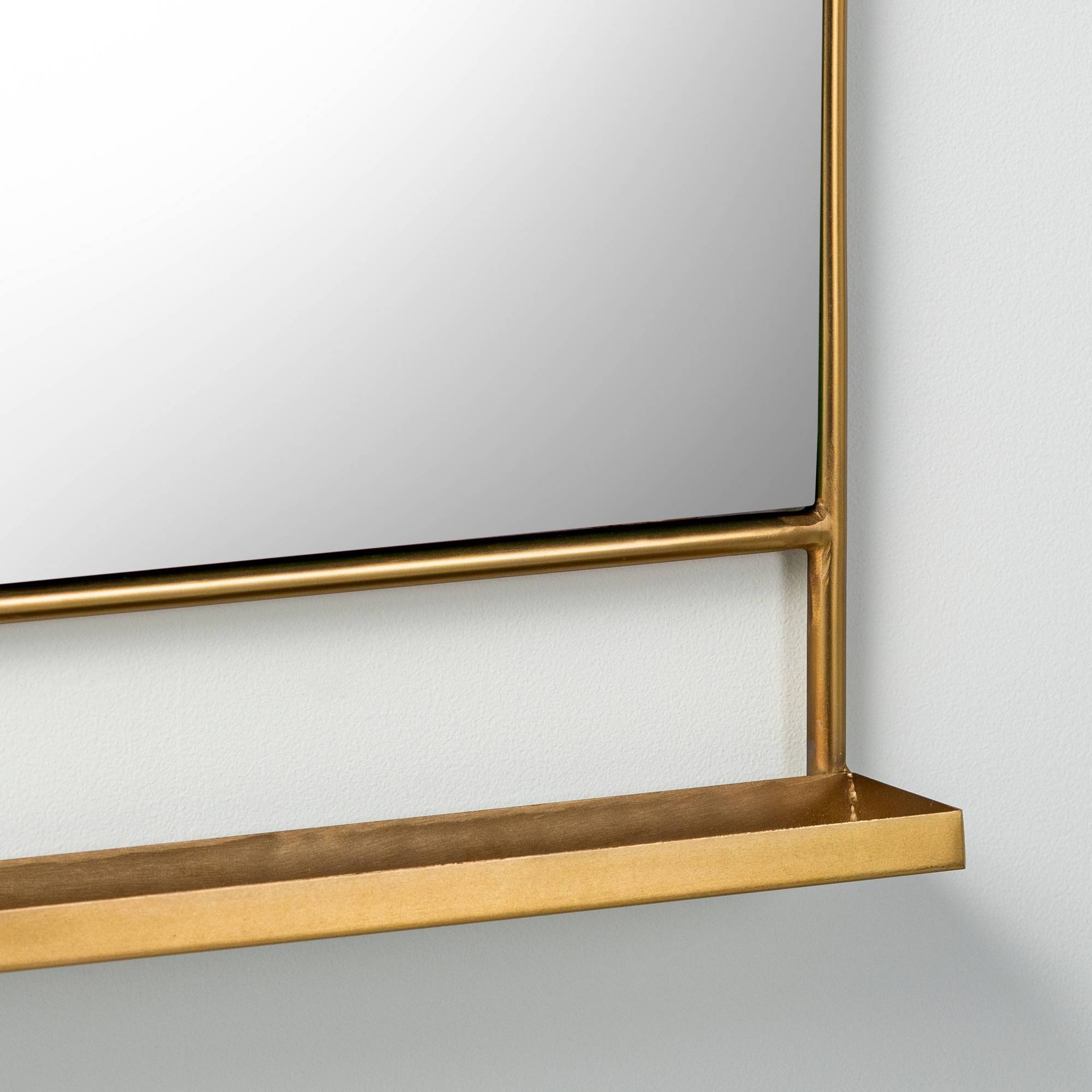 Arched Metal Frame Mirror With Shelf Brass Finish - Hearth & Hand With 2AR29AFJ_9BLZW