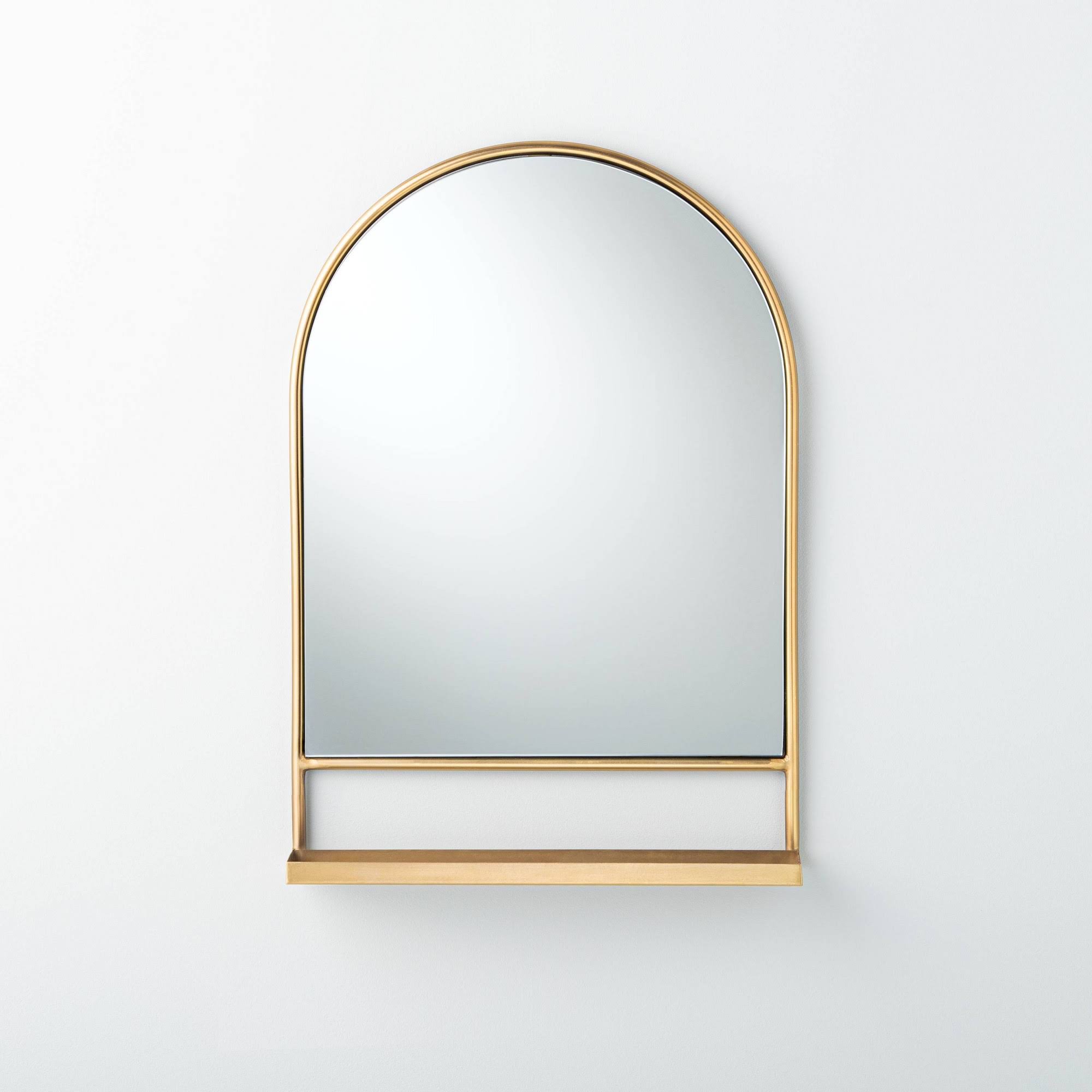 Arched Metal Frame Mirror With Shelf Brass Finish - Hearth & Hand With 2AR29AFJ_9BLZW