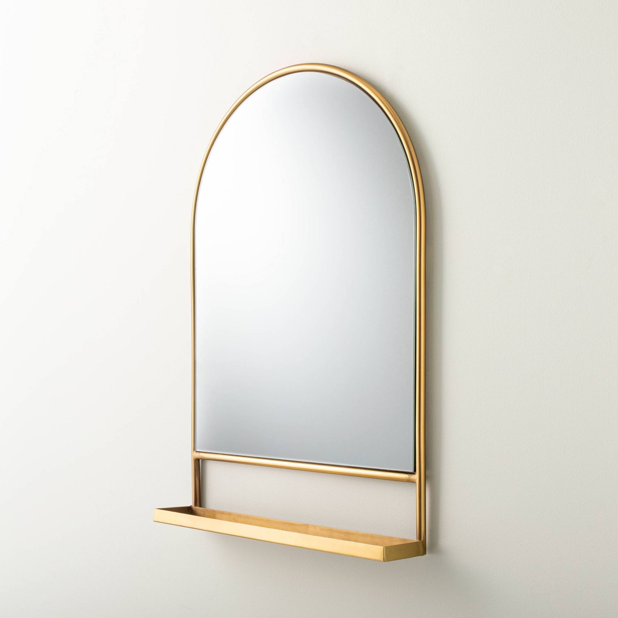 Arched Metal Frame Mirror With Shelf Brass Finish - Hearth & Hand With 2AR29AFJ_9BLZW