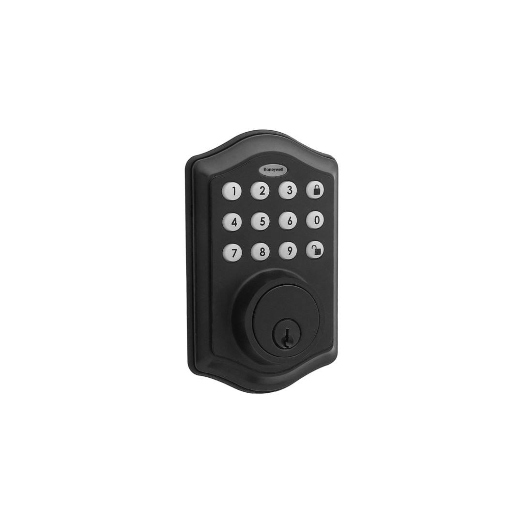 Honeywell Matte Black Single Cylinder Electronic Deadbolt Lighted Keypad VEXTS9IJ_AES7I