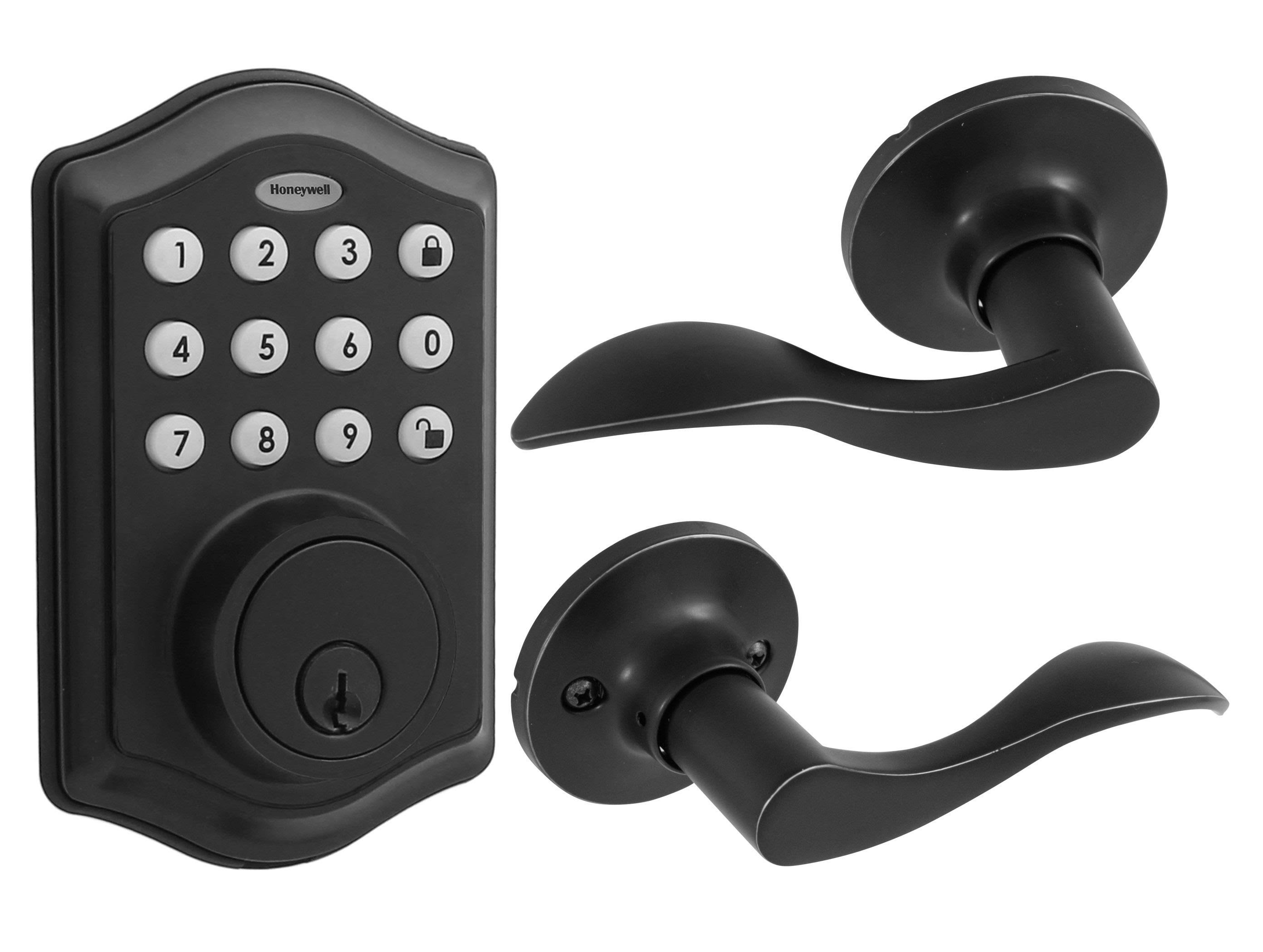 Honeywell Matte Black Single Cylinder Electronic Deadbolt Lighted Keypad VEXTS9IJ_AES7I
