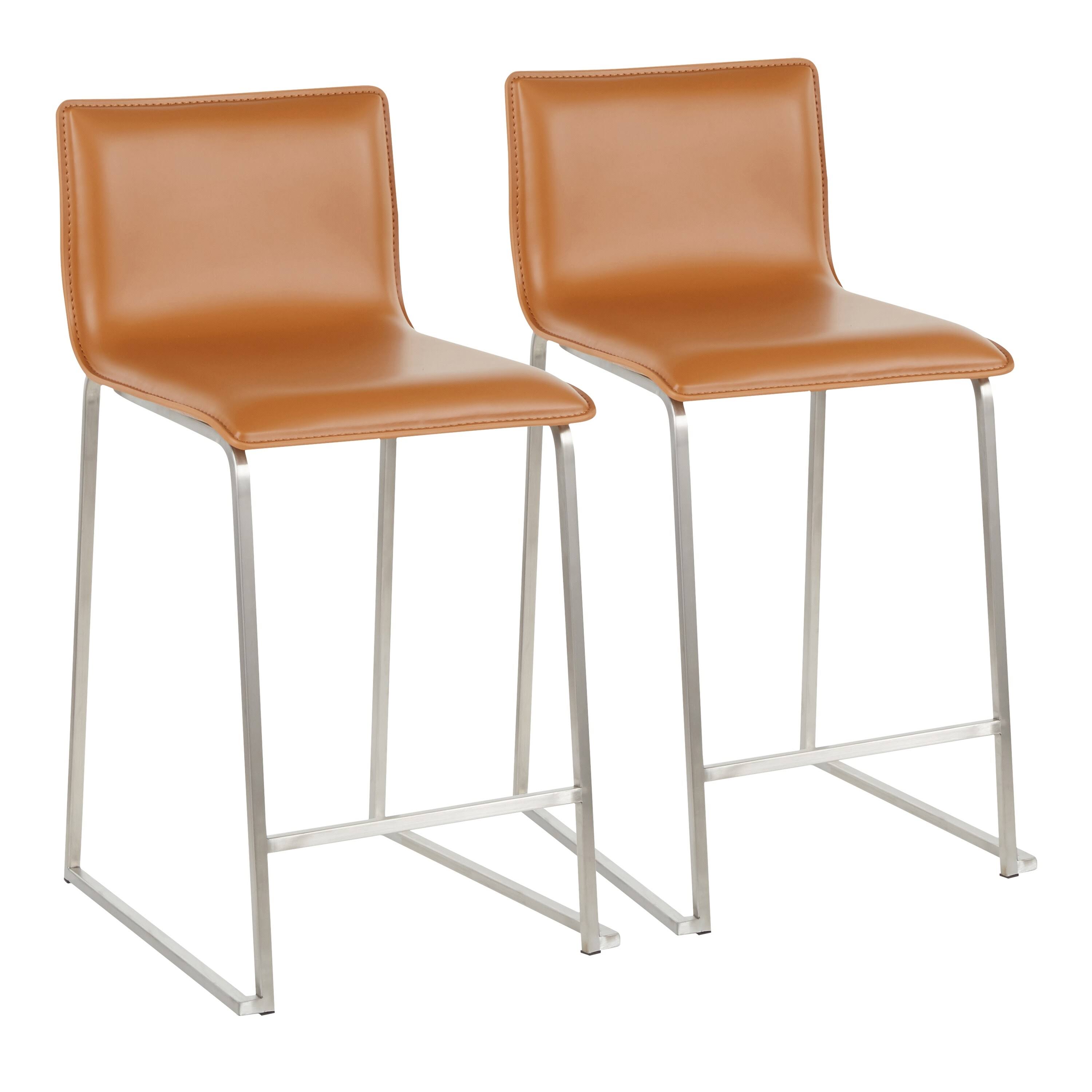 Lumisource Mara 26 Counter Stool - Set Of 2, Gray/Stainless Q5A6I6AF_0J09E