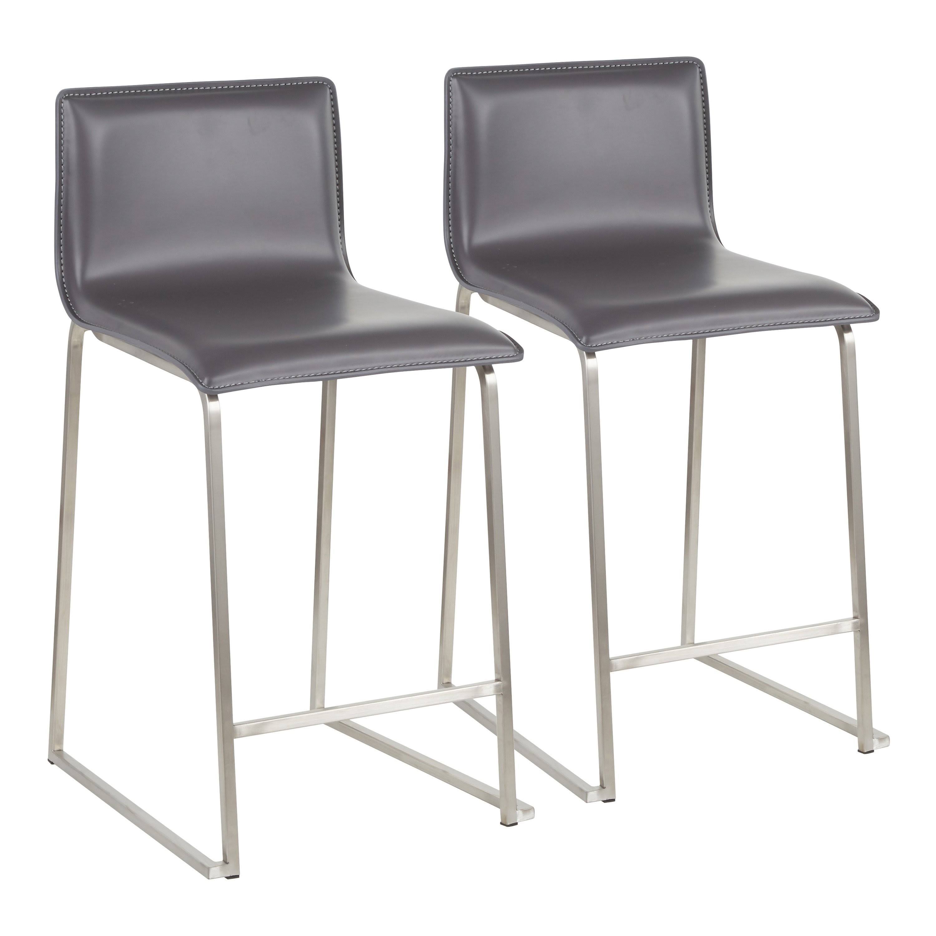 Lumisource Mara 26 Counter Stool - Set Of 2, Gray/Stainless Q5A6I6AF_0J09E