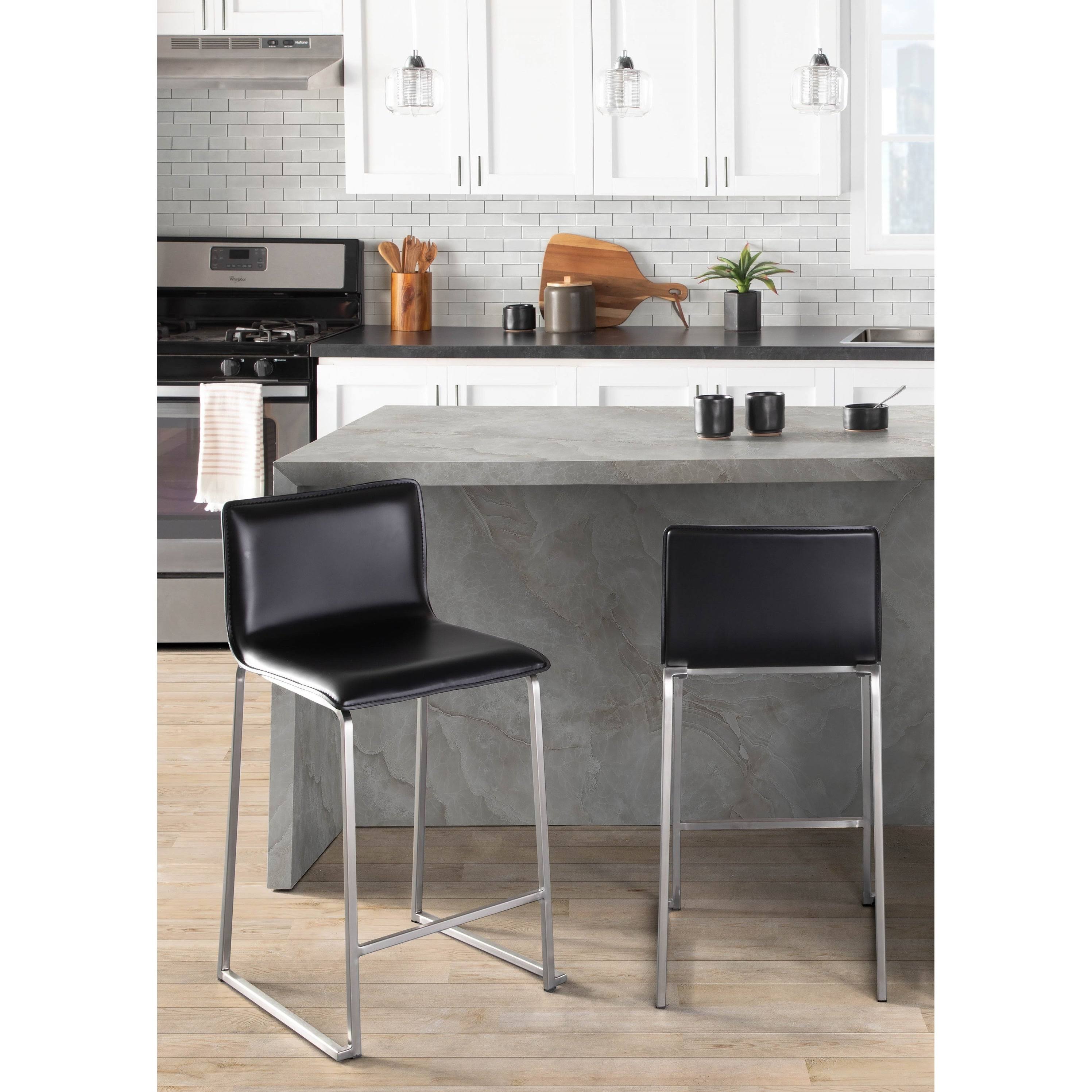 Lumisource Mara 26 Counter Stool - Set Of 2, Gray/Stainless Q5A6I6AF_0J09E
