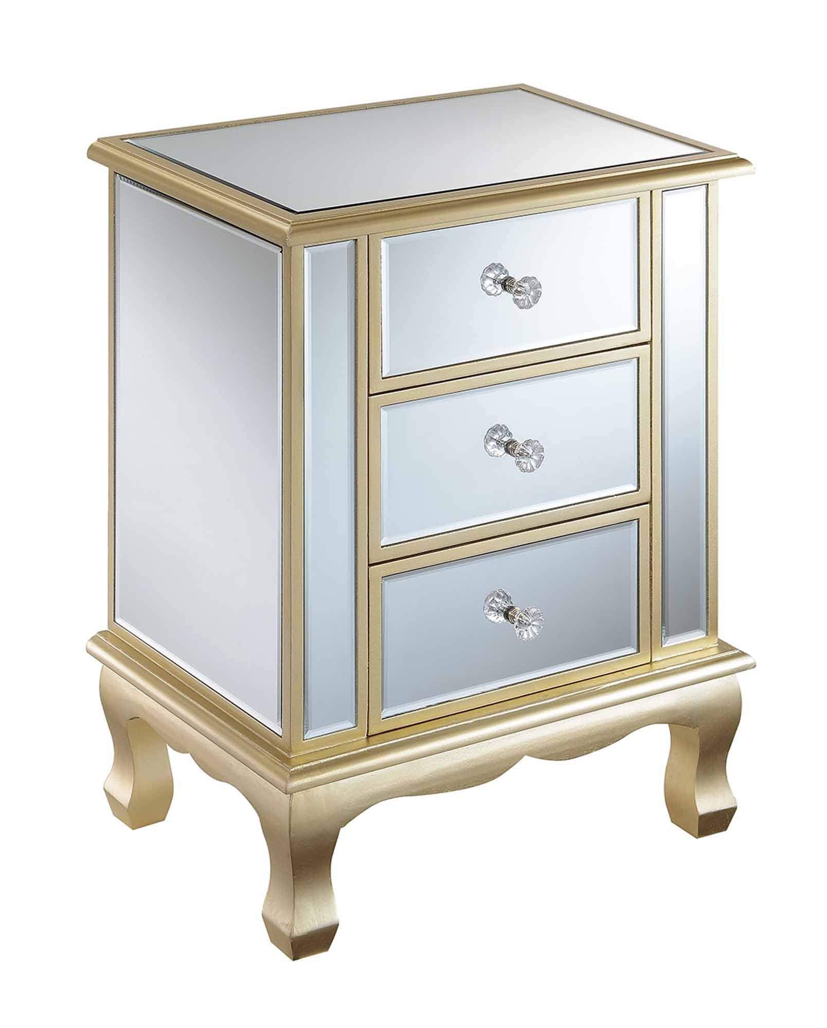 Convenience Concepts Gold Coast Vineyard 3-Drawer Mirrored End Table, Weathered W0KTM50C_SRKDR