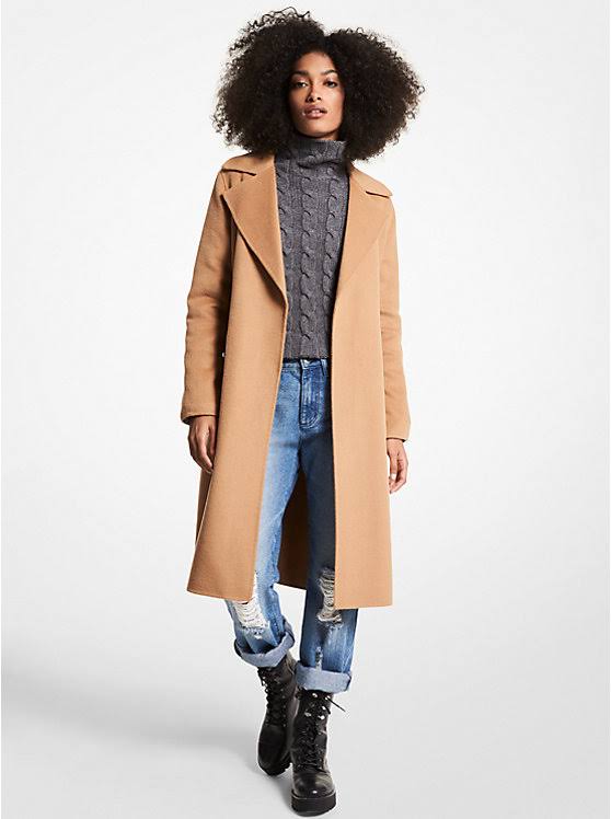 Michael Kors Women's Wool Blend Wrap Coat - White - Long M2KLZFYP_TQS7A