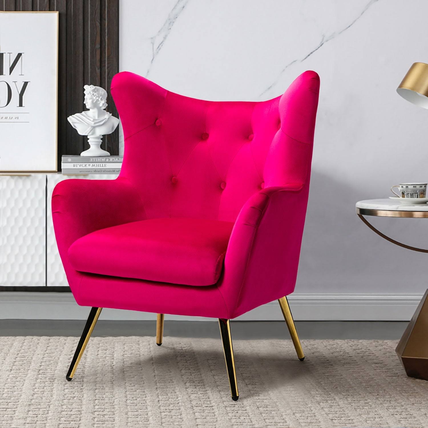 Lara Tufted Accent Chair With Wingback - XKYMATOG_HA3OI