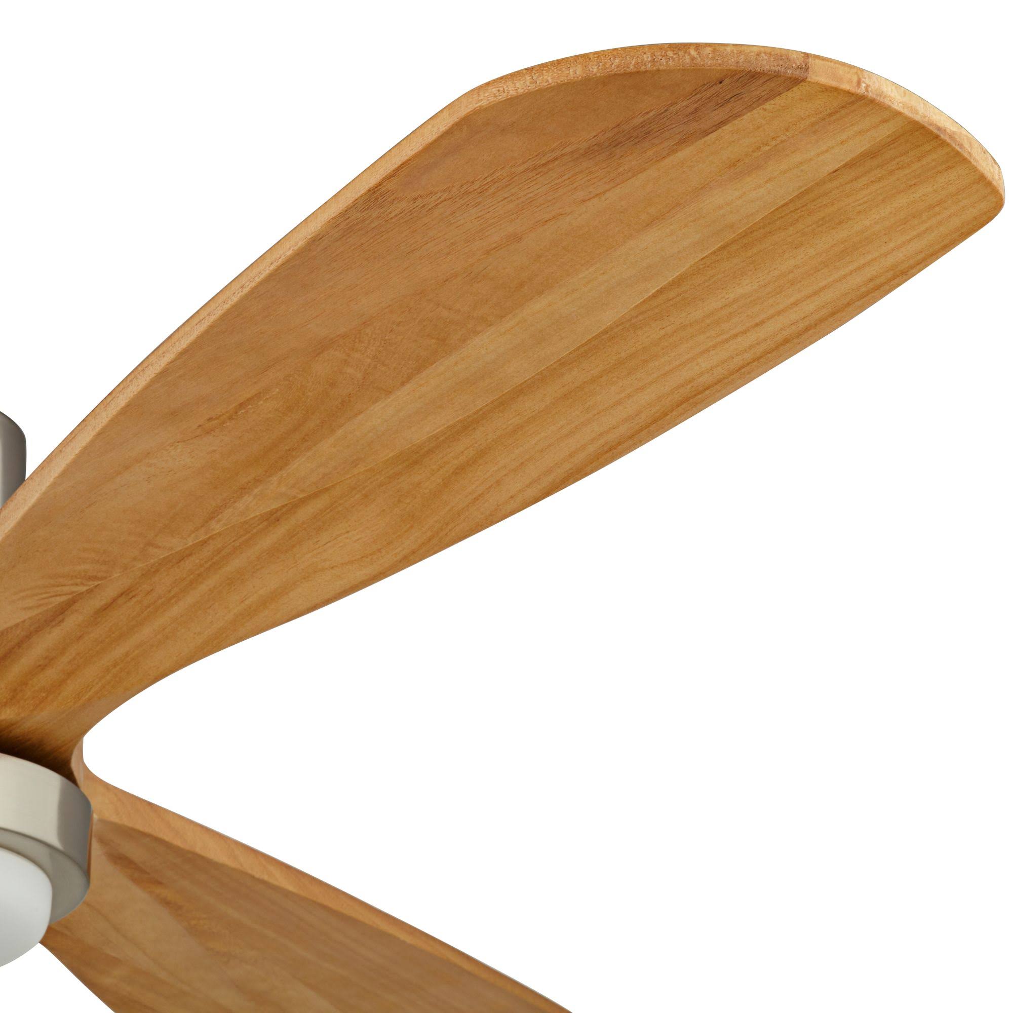 Casa Vieja 52 Delta-Wing Dc Modern 3 Blade Indoor Ceiling Fan With Led Light Remote Brushed Nickel Natural Solid Wood For Living Kitchen HVKCARAB_8LHEL