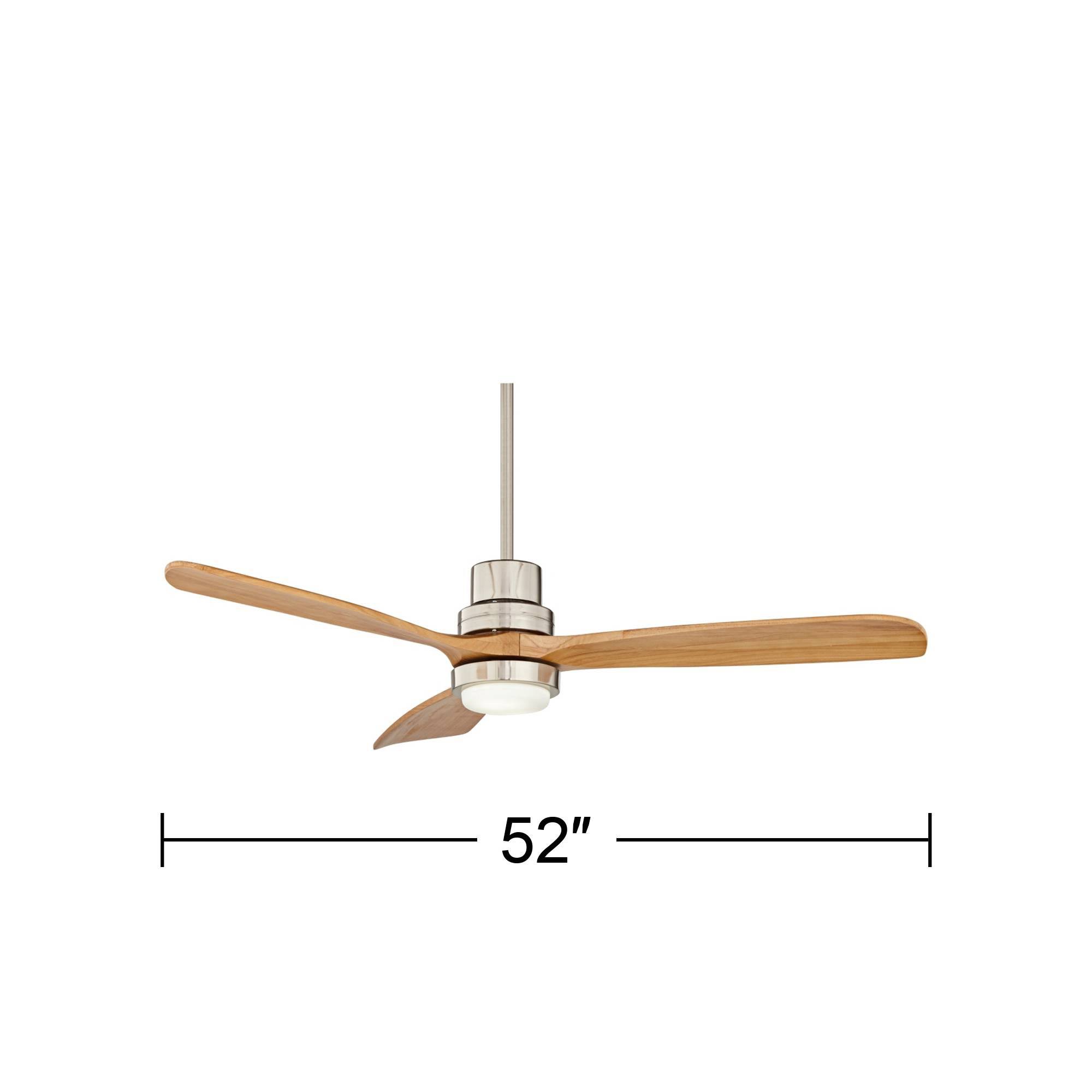 Casa Vieja 52 Delta-Wing Dc Modern 3 Blade Indoor Ceiling Fan With Led Light Remote Brushed Nickel Natural Solid Wood For Living Kitchen HVKCARAB_8LHEL