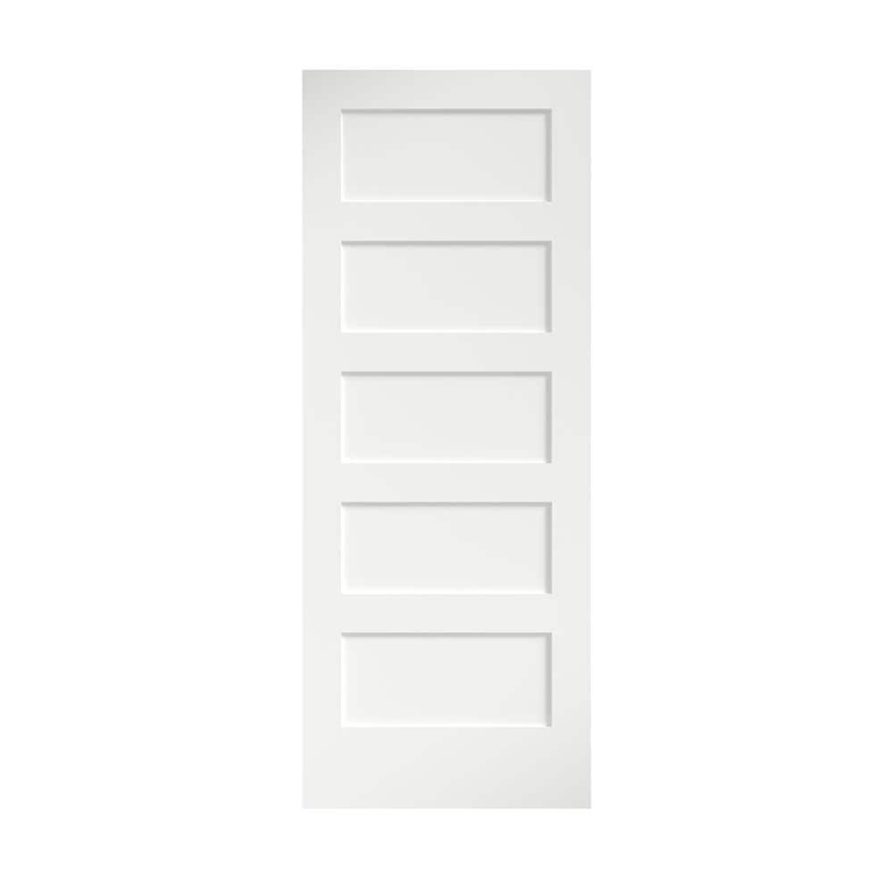 Eightdoors 30 In. X 80 In. X 1-3/8 In. Shaker White Primed 5-Panel Solid Core Wood Interior Slab QBXG06RE_K3HQL