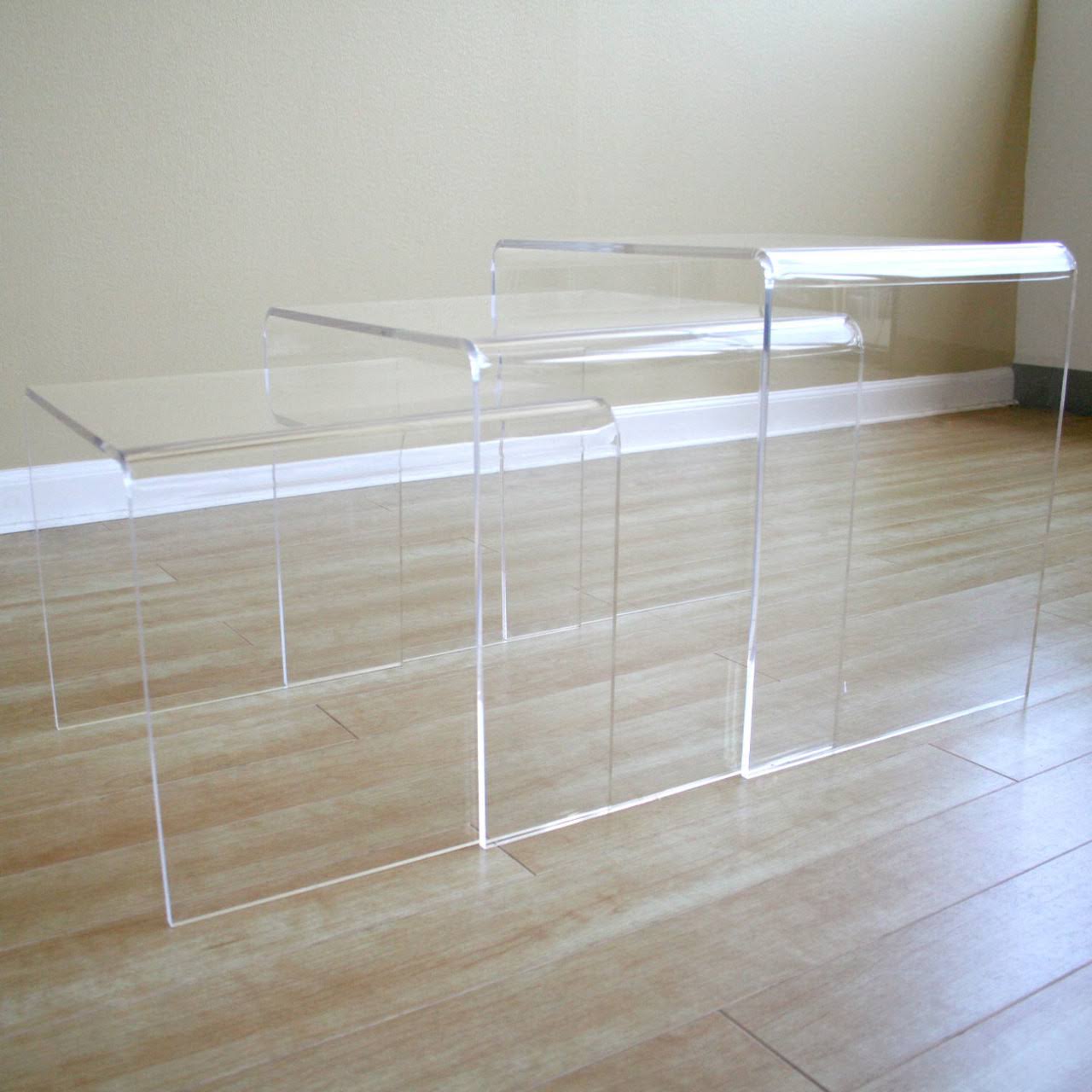Baxton Studio Acrylic Nesting Table 3-Pc Table Set Display 80KNEAGJ_GMVGB
