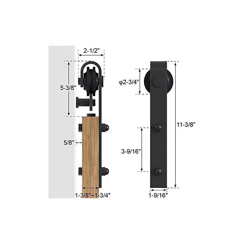Winsoon Sliding Barn Wood Door Hardware Cabinet Closet Kit Antique Style For Double Doors Black Surface (10ft /120 2 Doors Track Kit) 2WT3PDAK_QZSHP