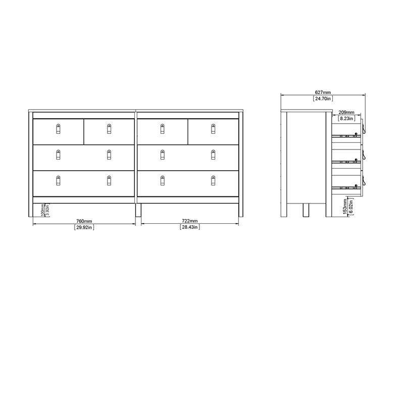 Tvilum Madrid 8 Drawer Double Dresser , TFXPABNK_2OWD6