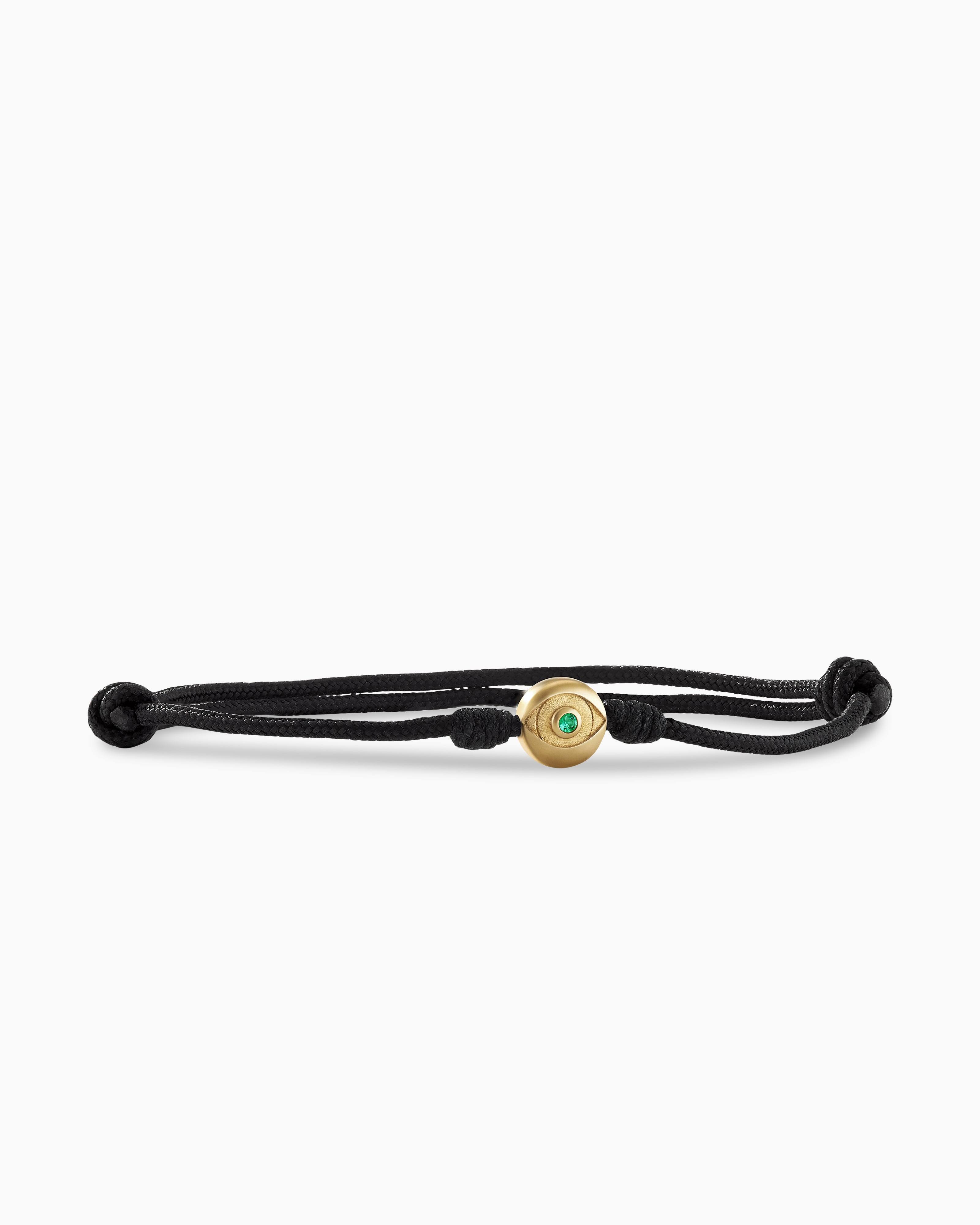 David Yurman Men's Evil Eye Cord Bracelet With 18k Yellow Gold - Black Sapphire - Size YIWUMLYT_LPVXO