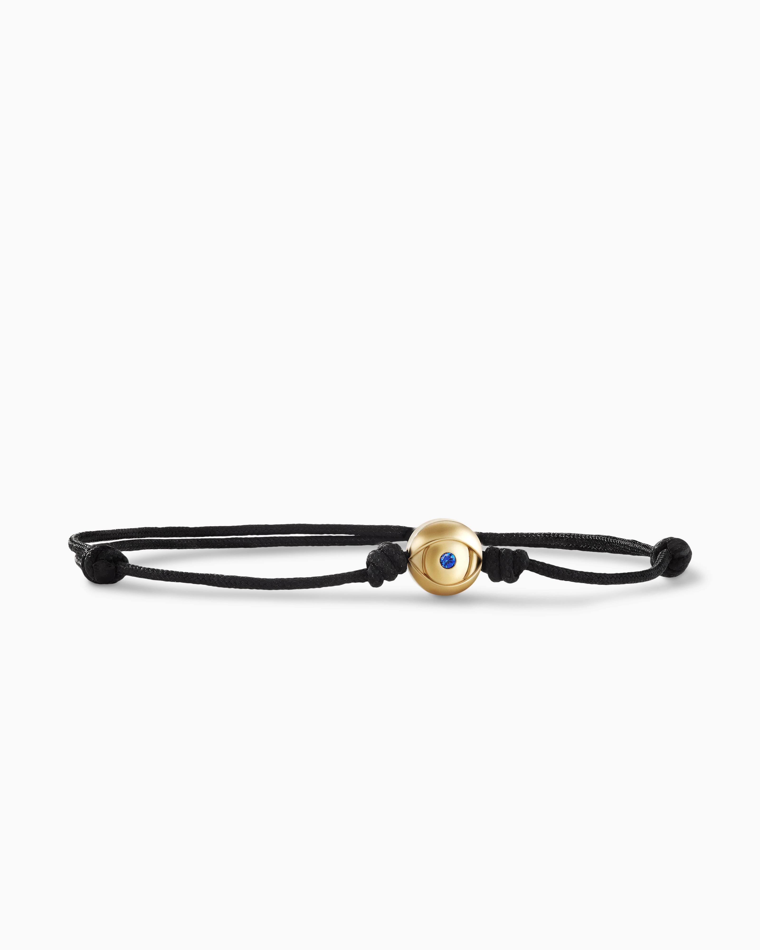 David Yurman Men's Evil Eye Cord Bracelet With 18k Yellow Gold - Black Sapphire - Size YIWUMLYT_LPVXO