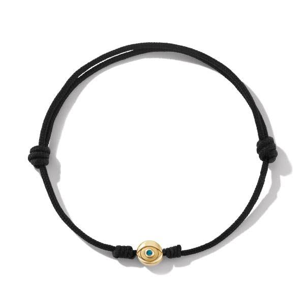 David Yurman Men's Evil Eye Cord Bracelet With 18k Yellow Gold - Black Sapphire - Size YIWUMLYT_LPVXO