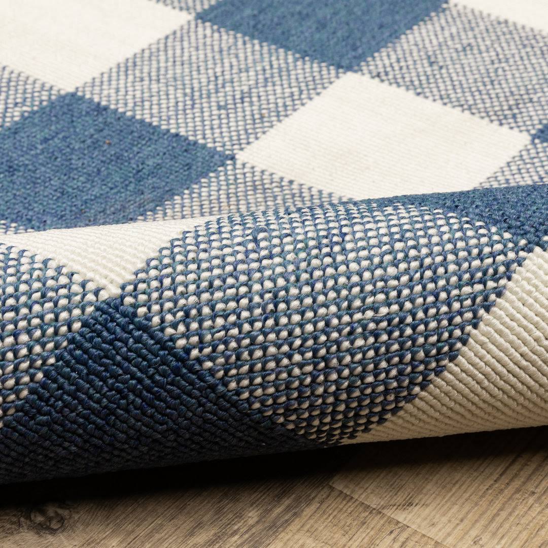 Mccammon Plaid Blue/Ivory Indoor / Outdoor Area Rug Birch Lane Rug Size: Rectangle 67x22 X XJP4XFBO_ZEALL