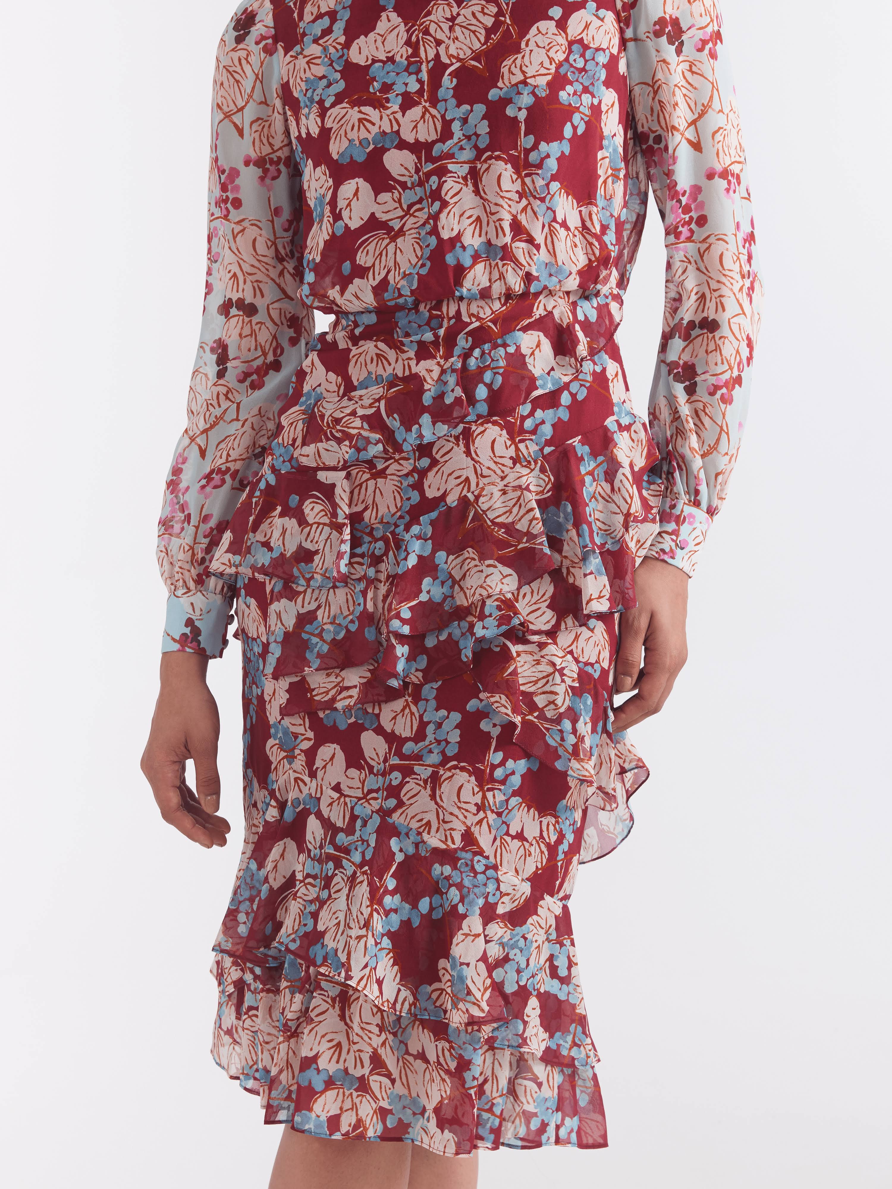 Saloni Isa Mock-Neck Floral-Print Silk Midi NC7DYI0X_7DFDX