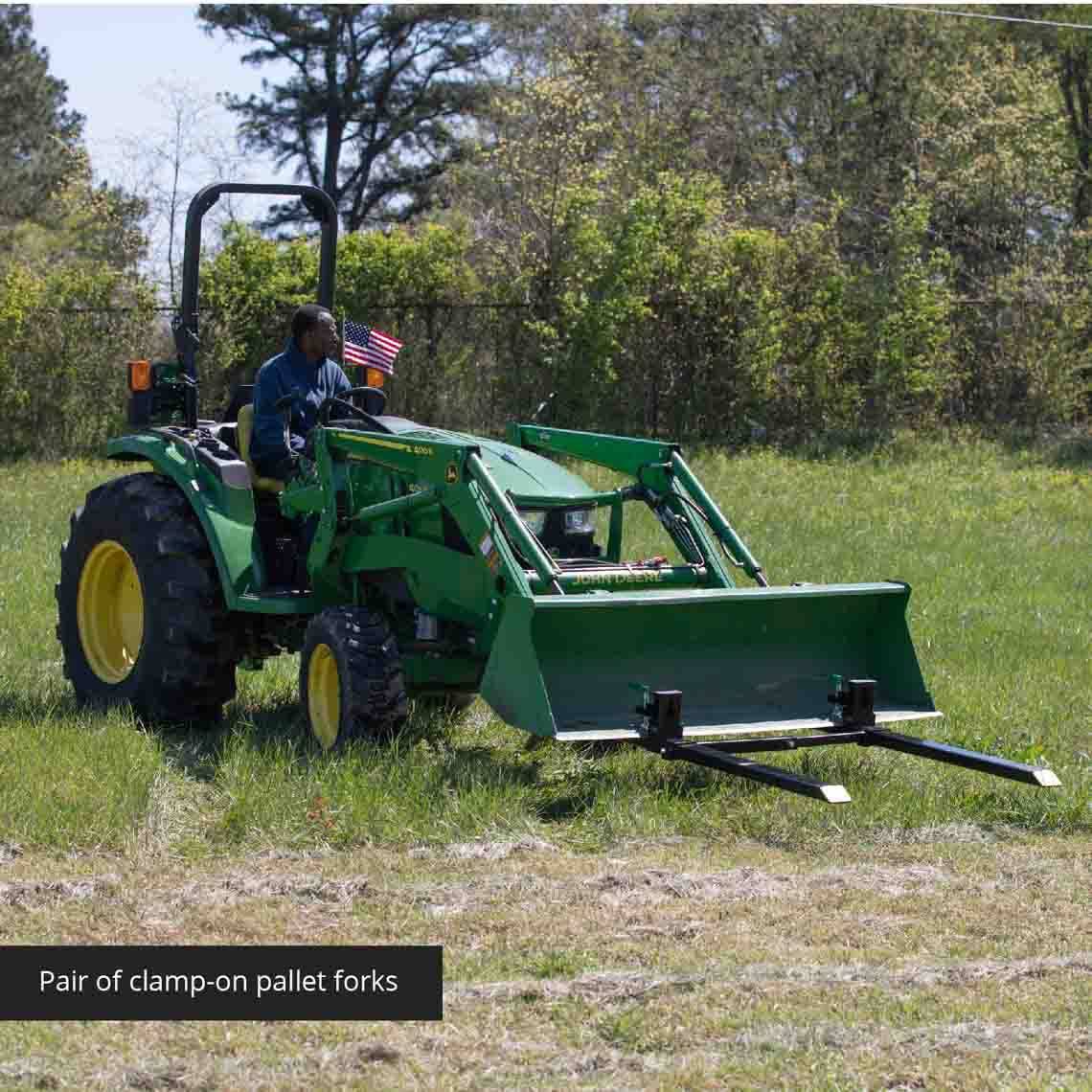 Titan Attachments 43 Clamp On Pallet Forks 4,000 Lb Capacity W/ Stabilizer 0JE9UVZY_SPRBC