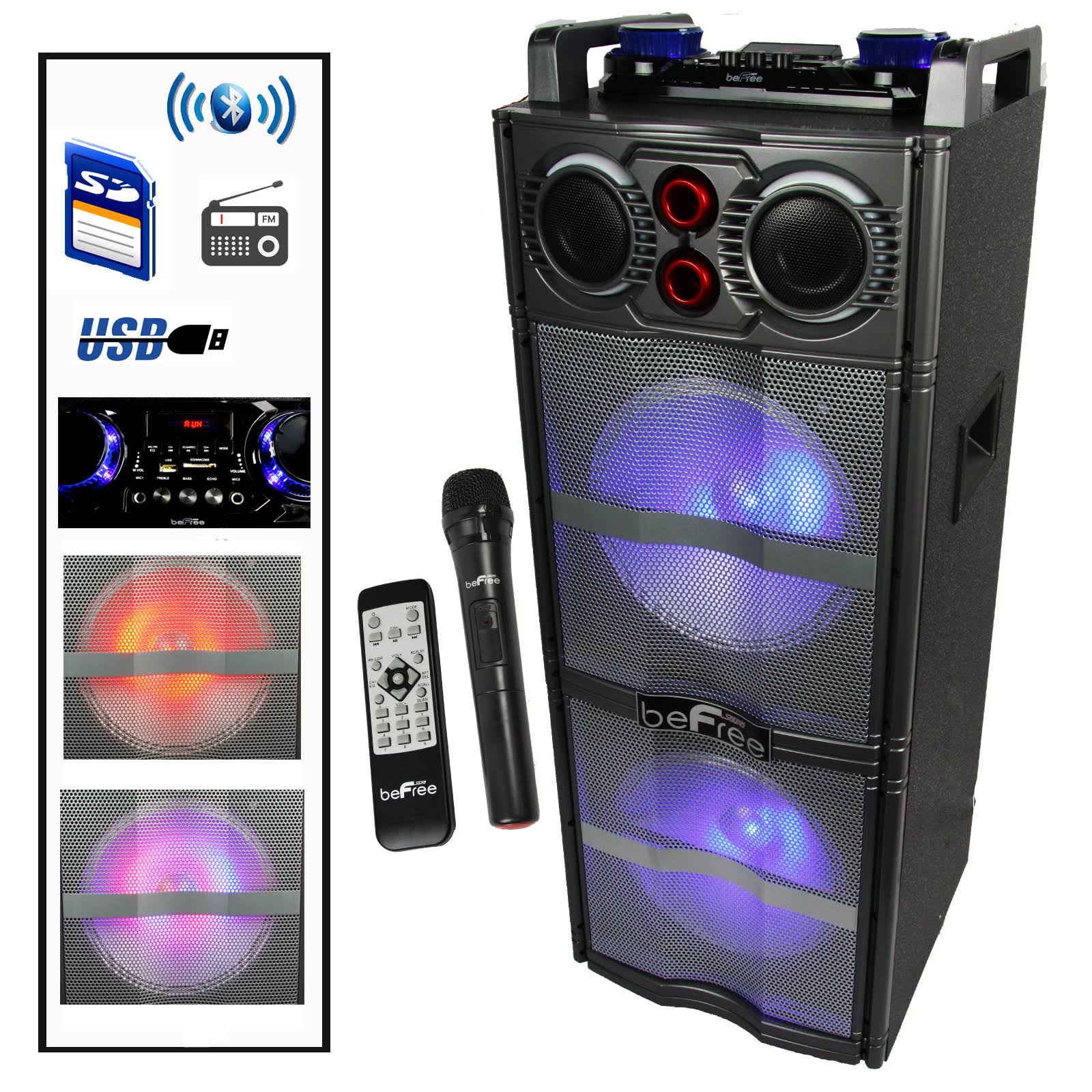 Befree Sound Double 10 Inch Subwoofer Portable Bluetooth Party Speaker With Reactive JFO4QHAR_LQ86H