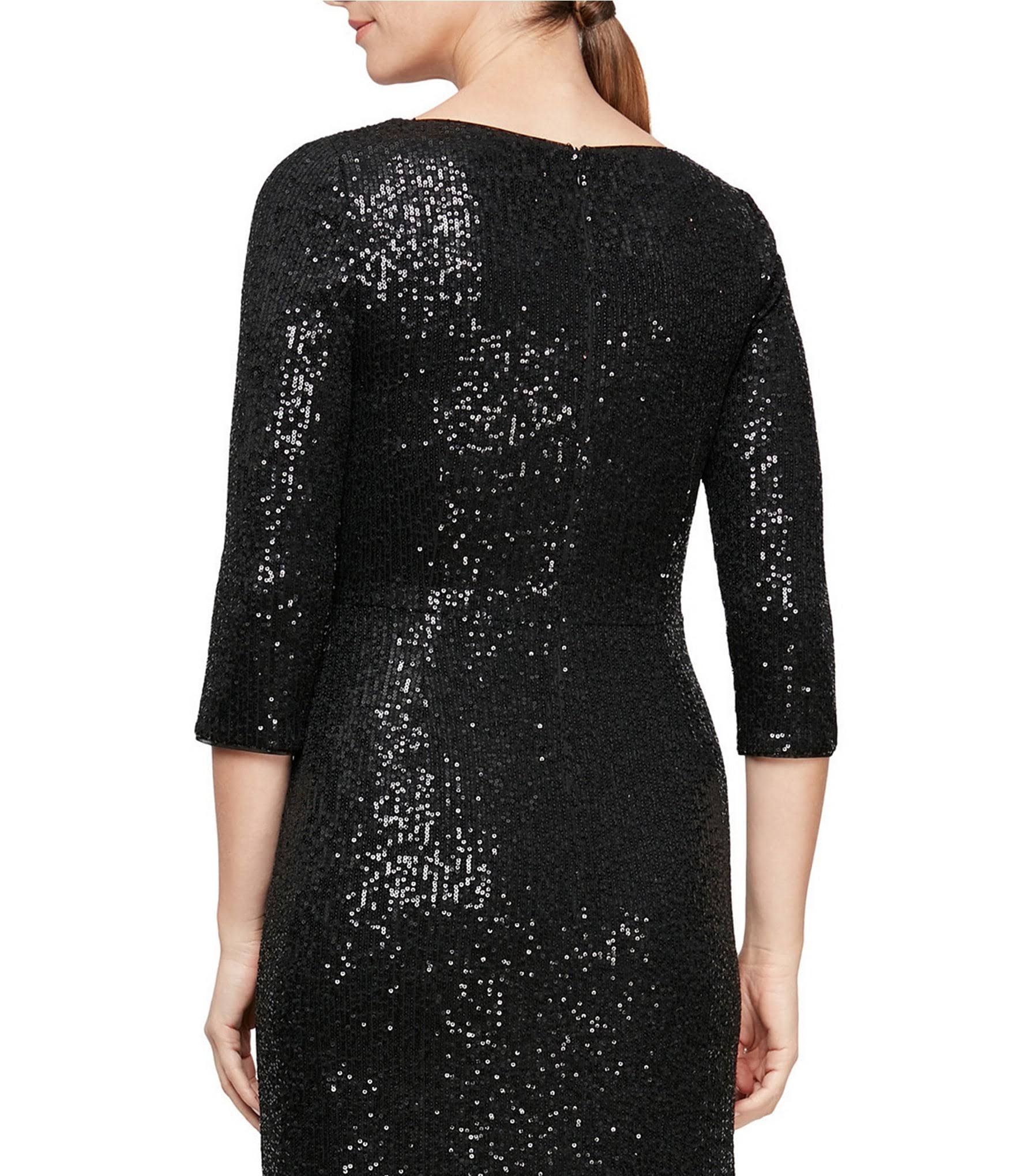 Alex Evenings Women's 3/4 Sleeve Knotted Waist Gown - Black - H0JJB8QK_DXGRY