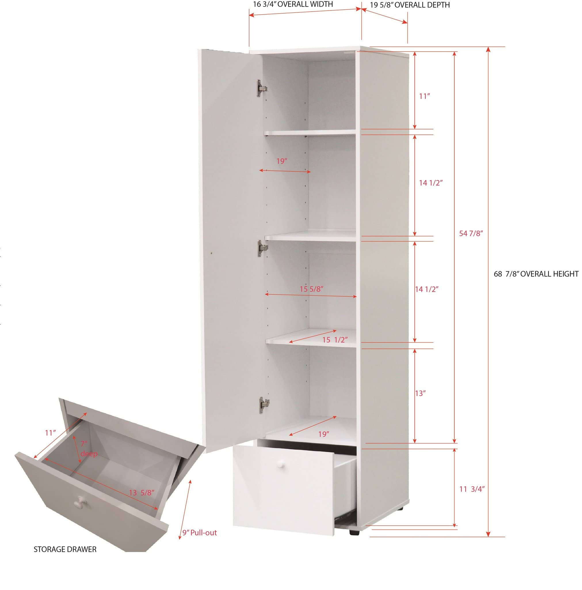Kb Designs - Wardrobe Armoire Closet, Tall Storage Cabinet, RZJ50ZVD_NM2LE