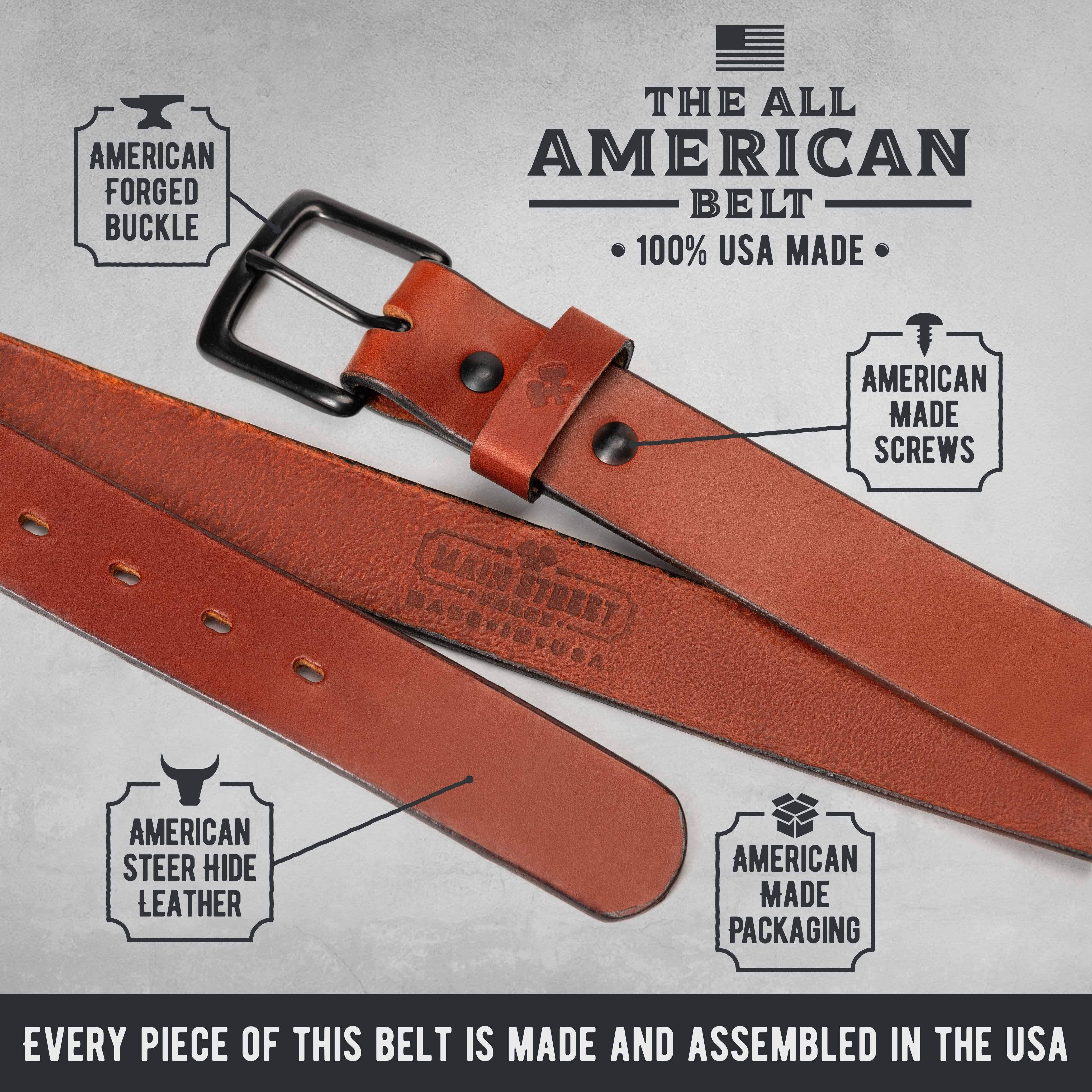 Main Street Forge All American Leather Belt | Made In Usa | Men's Heavy Duty Work Belt | Edc 6GKD5UWK_4SMDI