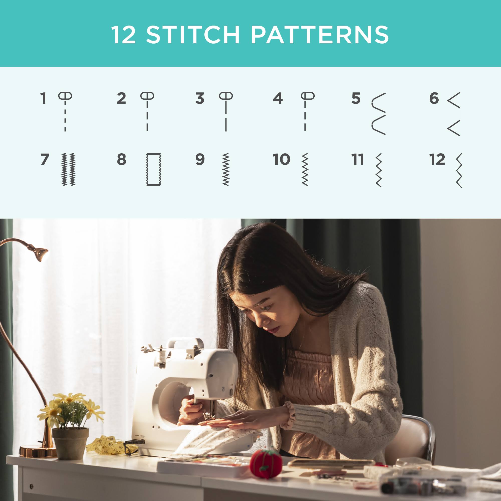 Best Choice Products 6v Portable Sewing Machine, 42-Piece Beginners Kit W/ 12 Stitch Patterns - Gray/PS6PJ7QG_UVB46