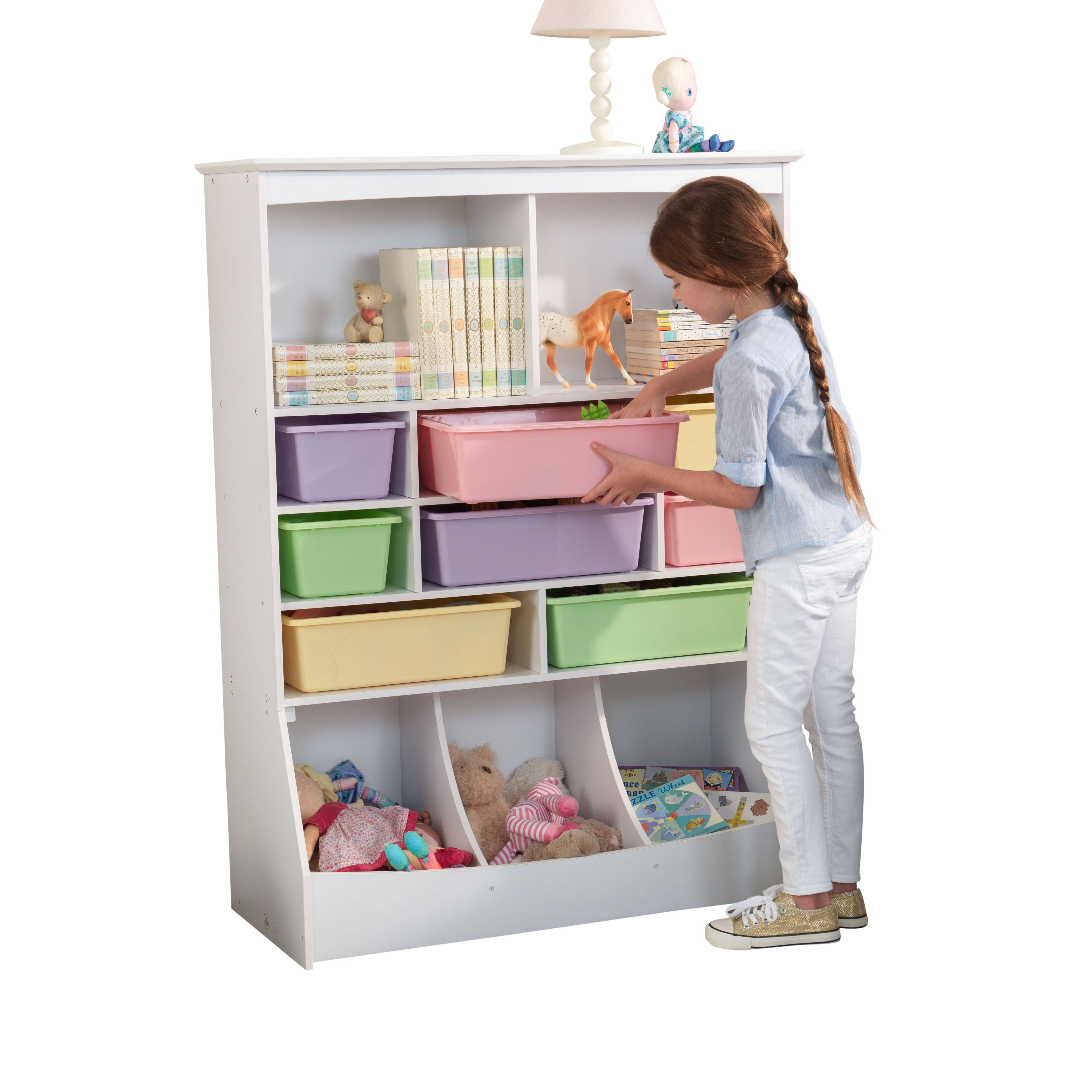 Kidkraft Kids Wood Stand Up Wall Storage Unit W/ Bins - Espresso | ZTVHQZVV_GIBGA