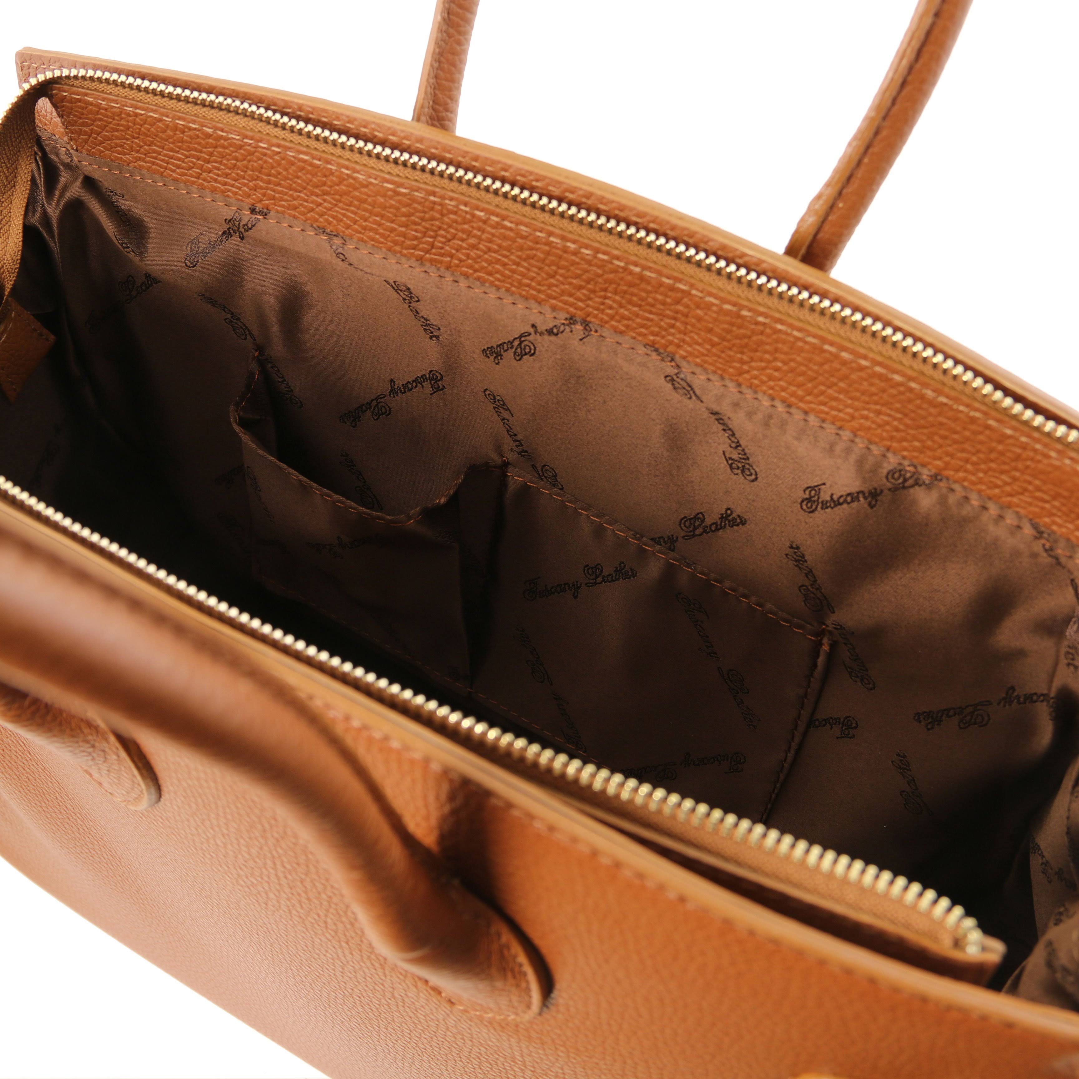 Tl Bag - Leather Handbag With Golden Hardware - Dark SLXJ5ZWS_ZTJU2