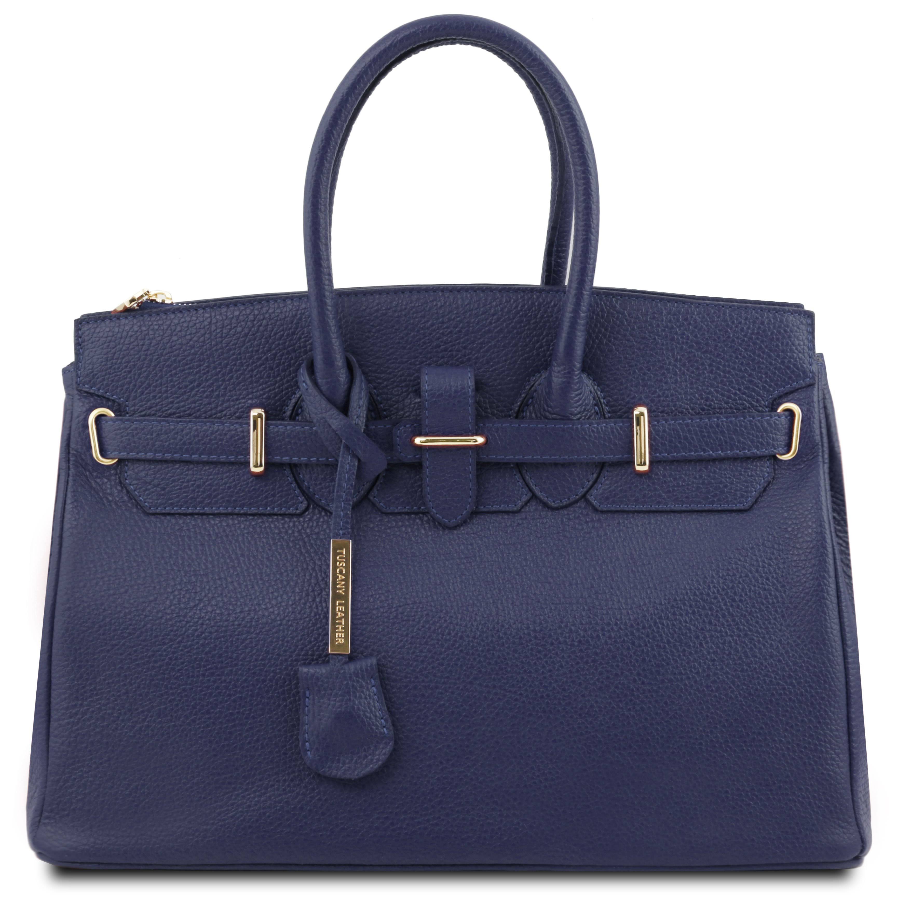 Tl Bag - Leather Handbag With Golden Hardware - Dark SLXJ5ZWS_ZTJU2