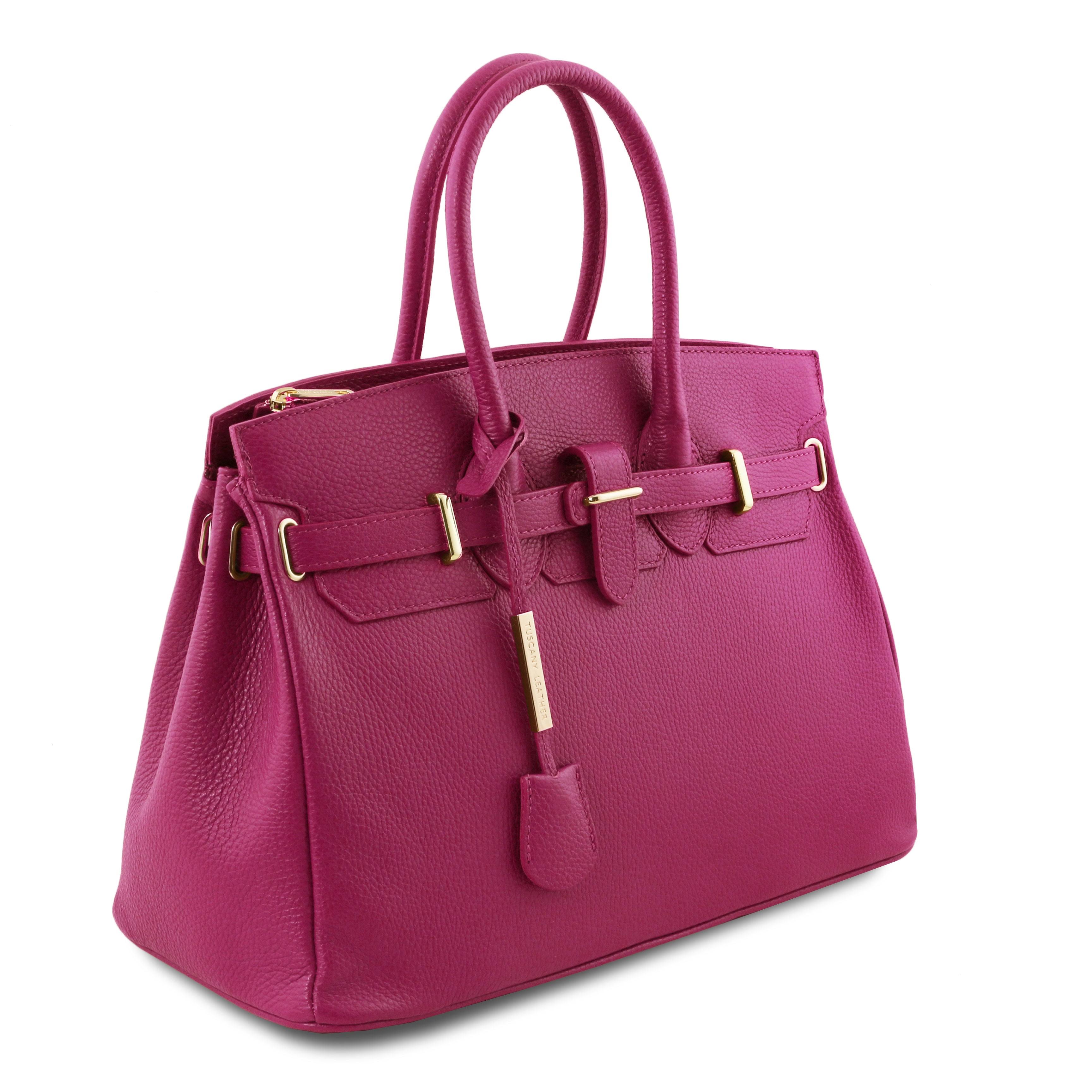 Tl Bag - Leather Handbag With Golden Hardware - Dark SLXJ5ZWS_ZTJU2