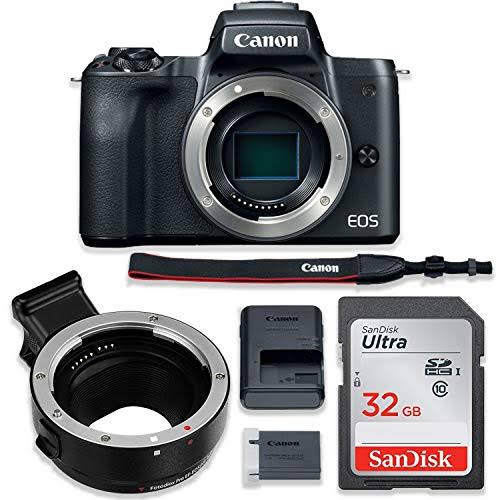 Canon Eos M50 Mirrorless Digital Camera (Black) Body Only Kit With Auto (Ef/Ef-S To Ef-M) Mount Adapter + 32gb Sandisk LMHDW6ZG_YAT2Z