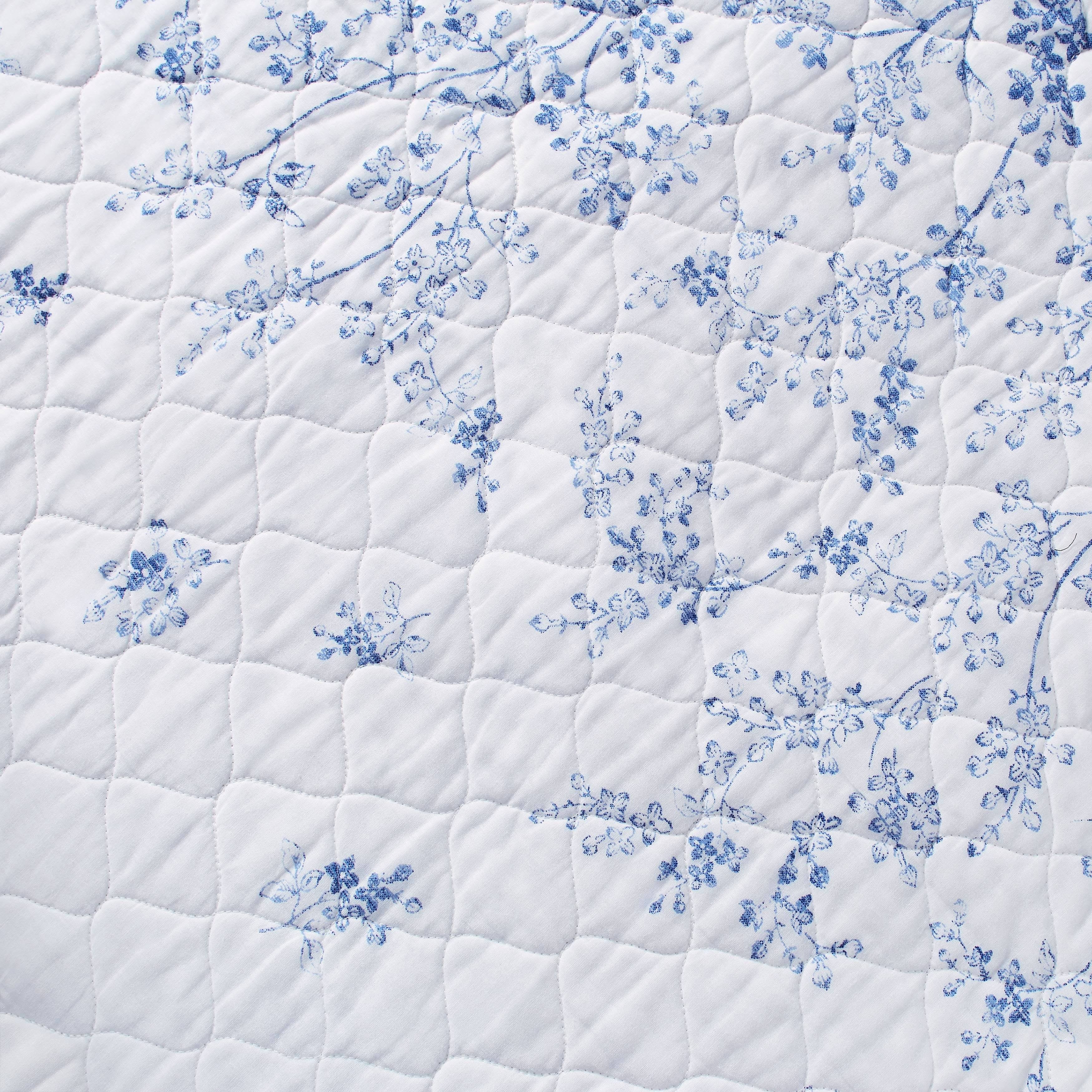 Laura Ashley Flora Quilt Set, Blue, SP9ZHJRZ_6QZFM