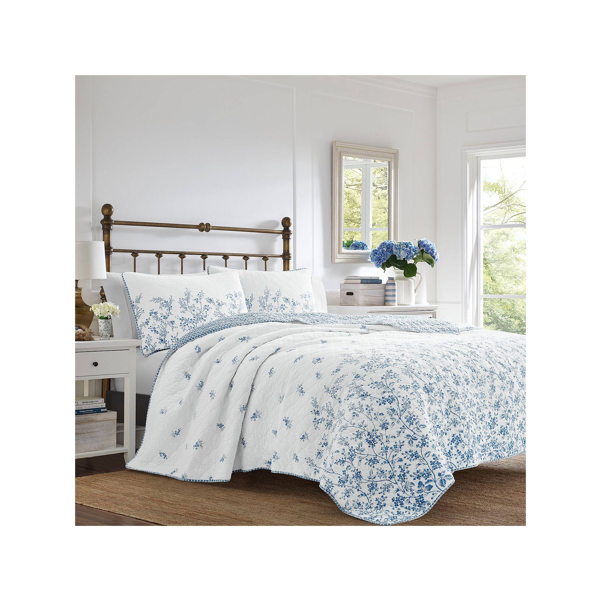 Laura Ashley Flora Quilt Set, Blue, SP9ZHJRZ_6QZFM
