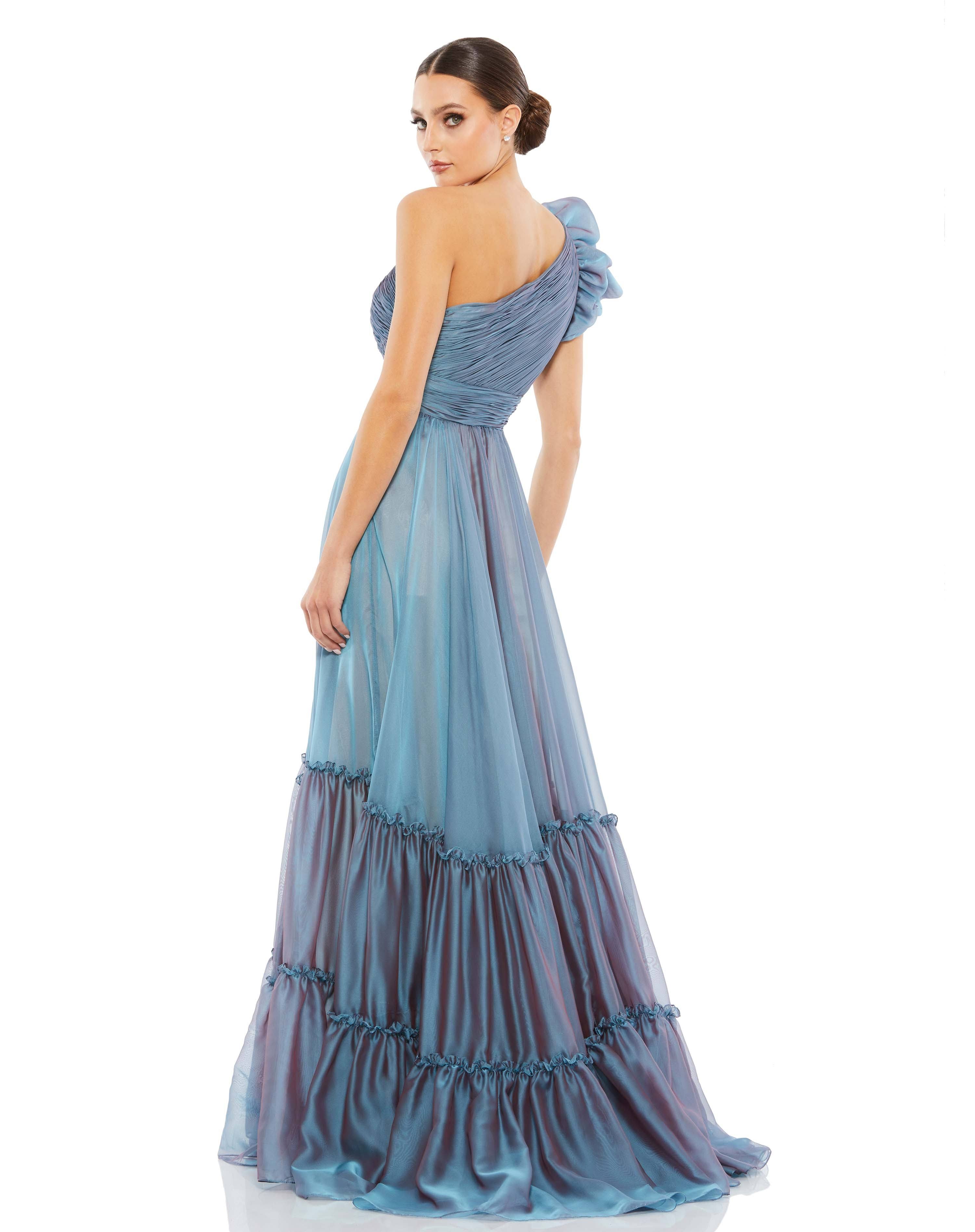 Mac Duggal Women's One-Shoulder Tiered Chiffon Gown - Wine - Size JCNINJEX_57HOB