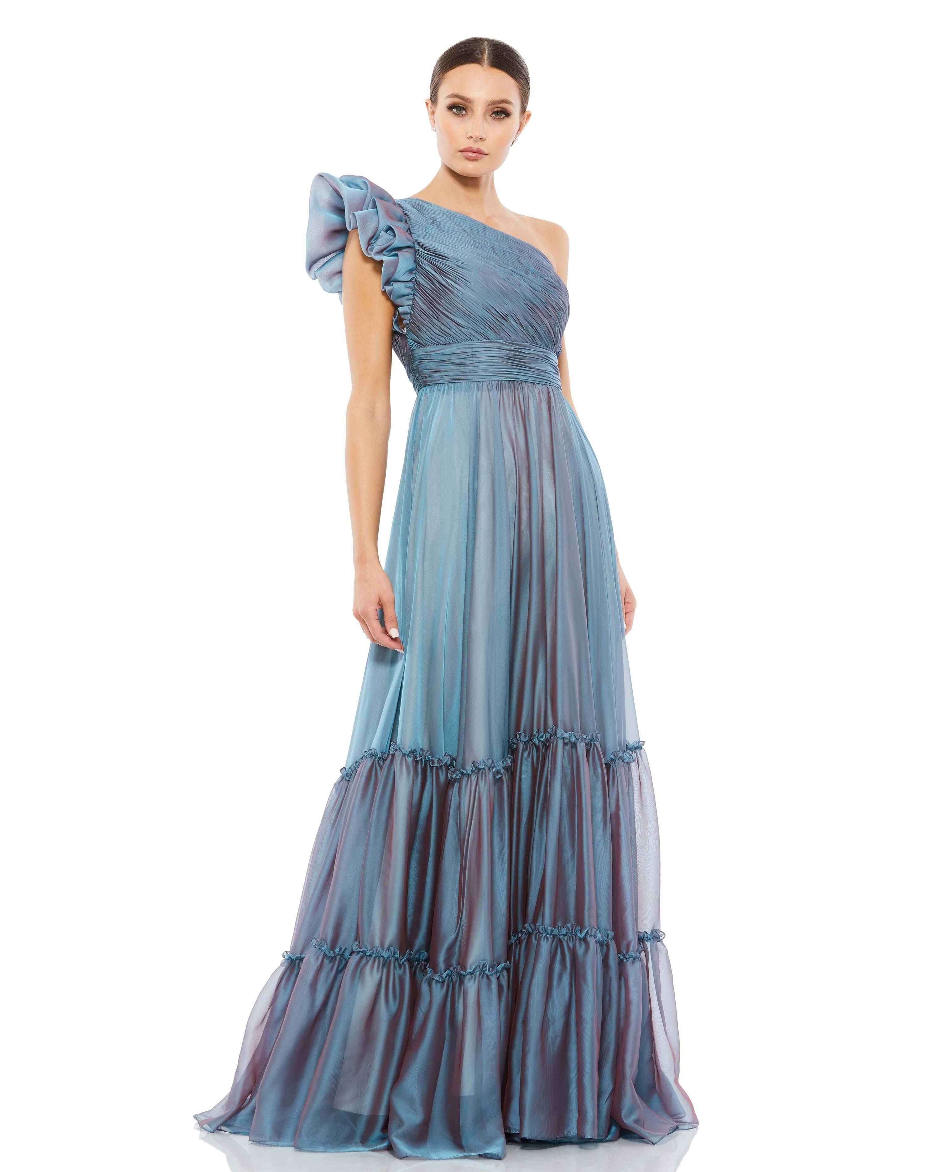 Mac Duggal Women's One-Shoulder Tiered Chiffon Gown - Wine - Size JCNINJEX_57HOB