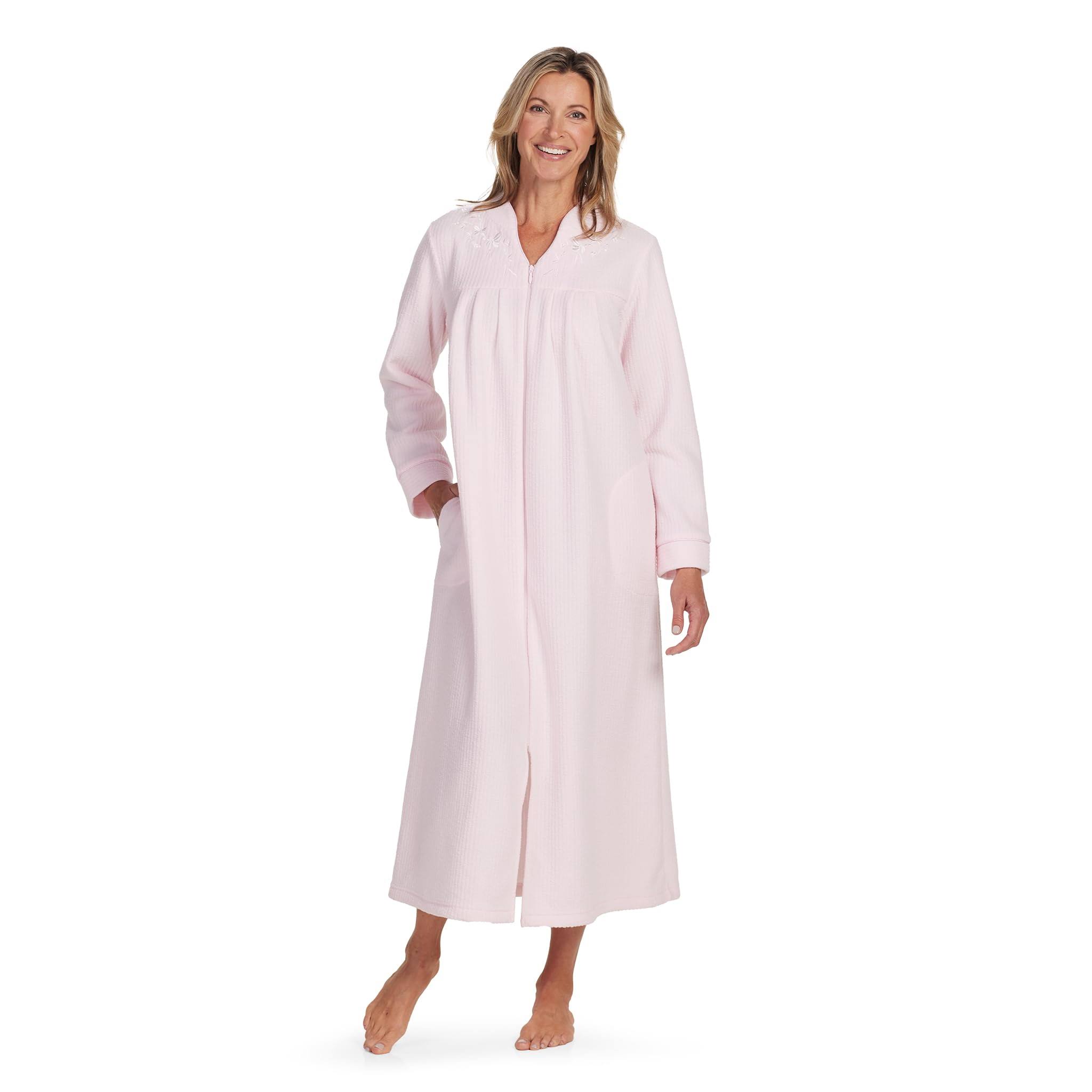 Miss Elaine Brushed Back Terry Long Robe, Emerald / WSRZEVXW_0IRMA