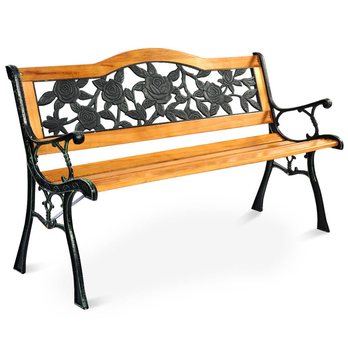 Costway Patio Park Garden Bench Porch Path Chair Furniture Cast Iron 6FGFXKAA_RR9WR